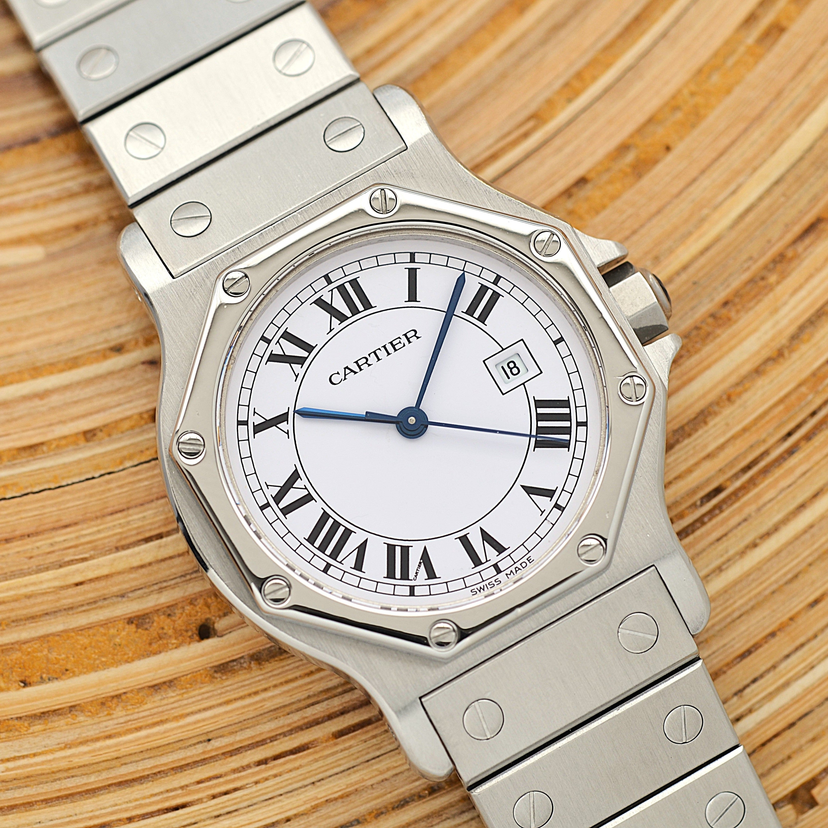 【Cartier】カルティエ サントスオクタゴン LM ステンレス 永久保証書付き カルティエコンプリートサービス済み