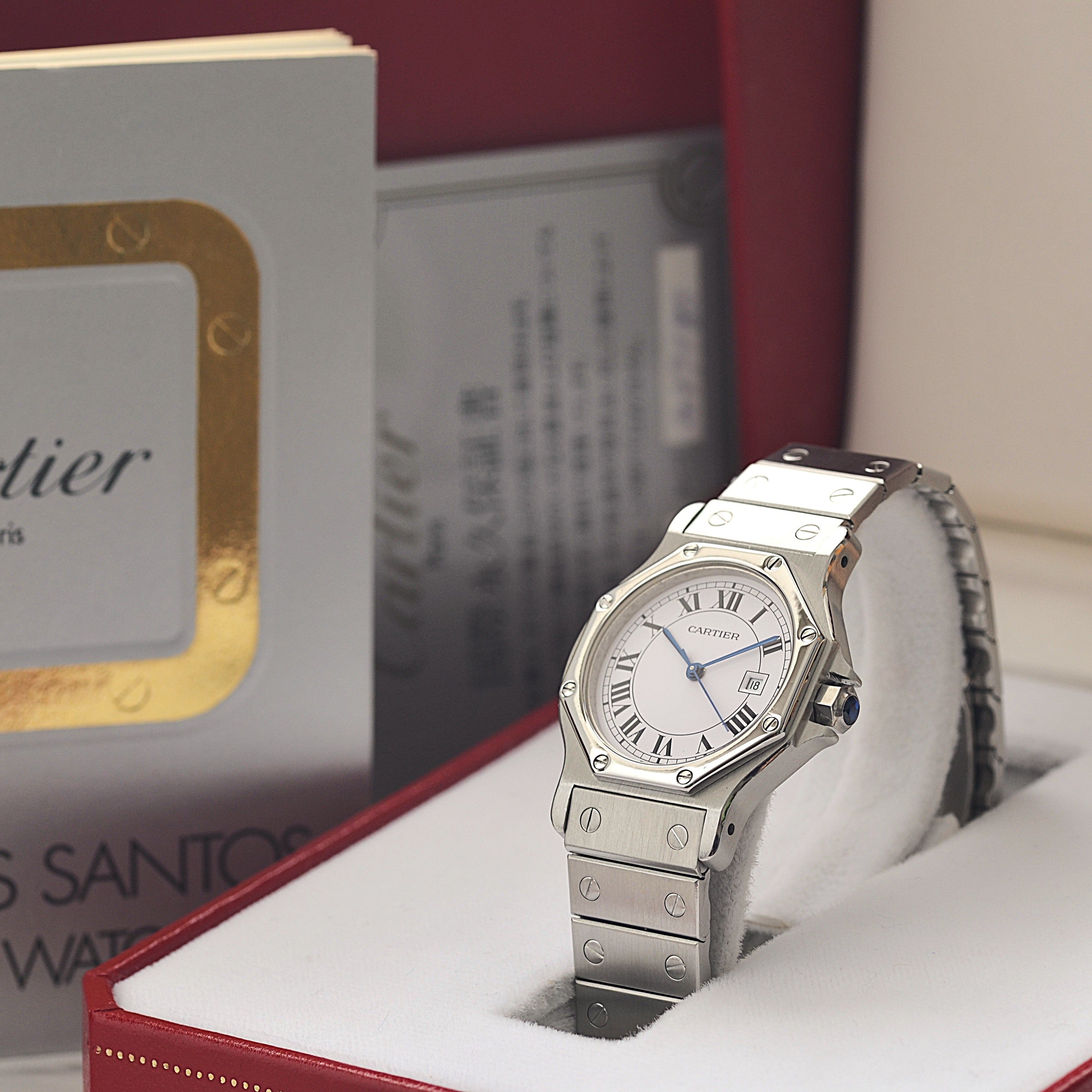 【Cartier】カルティエ サントスオクタゴン LM ステンレス 永久保証書付き カルティエコンプリートサービス済み