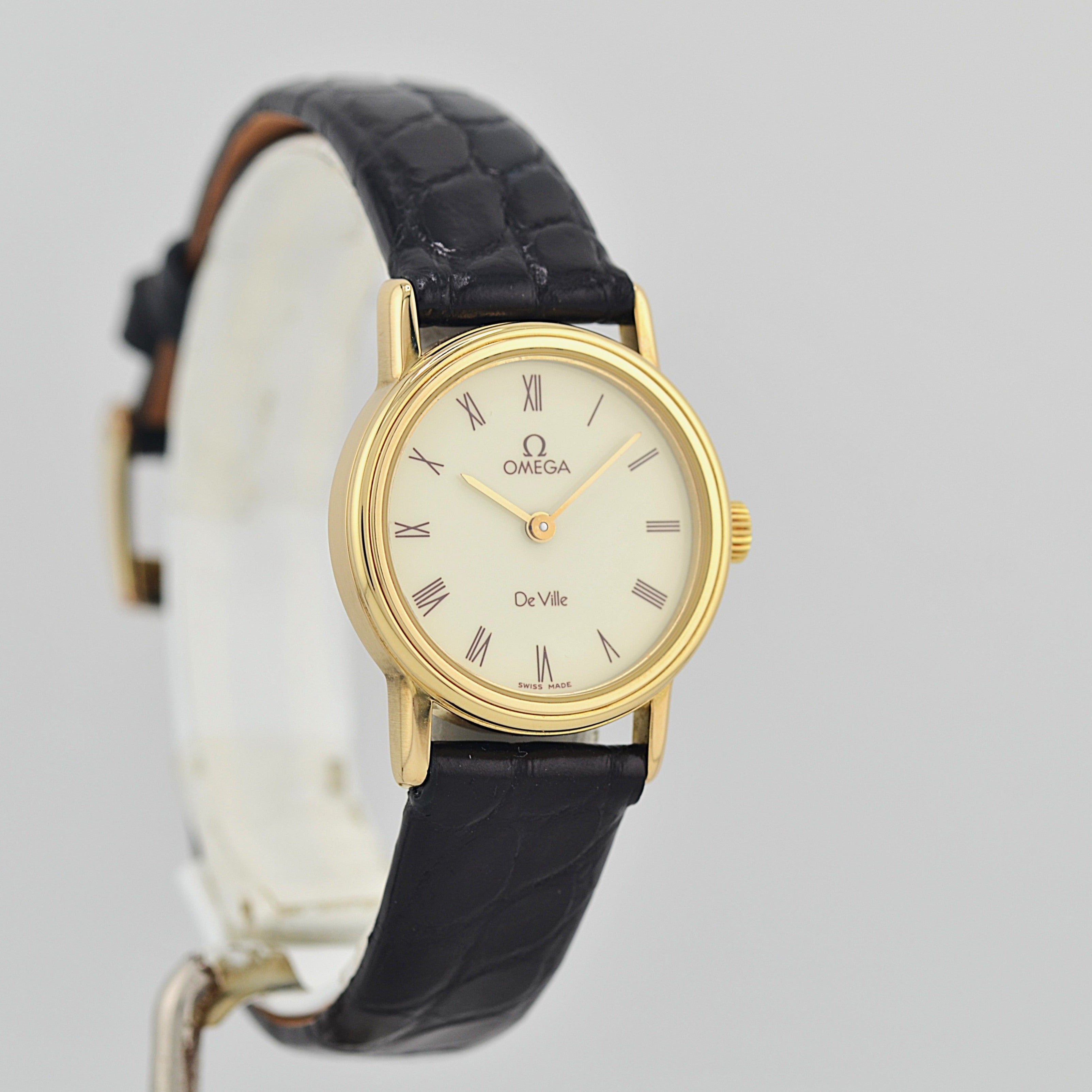 【OMEGA】オメガ デヴィル GP ラウンド Ivory ブラウンローマ 純正尾錠付き