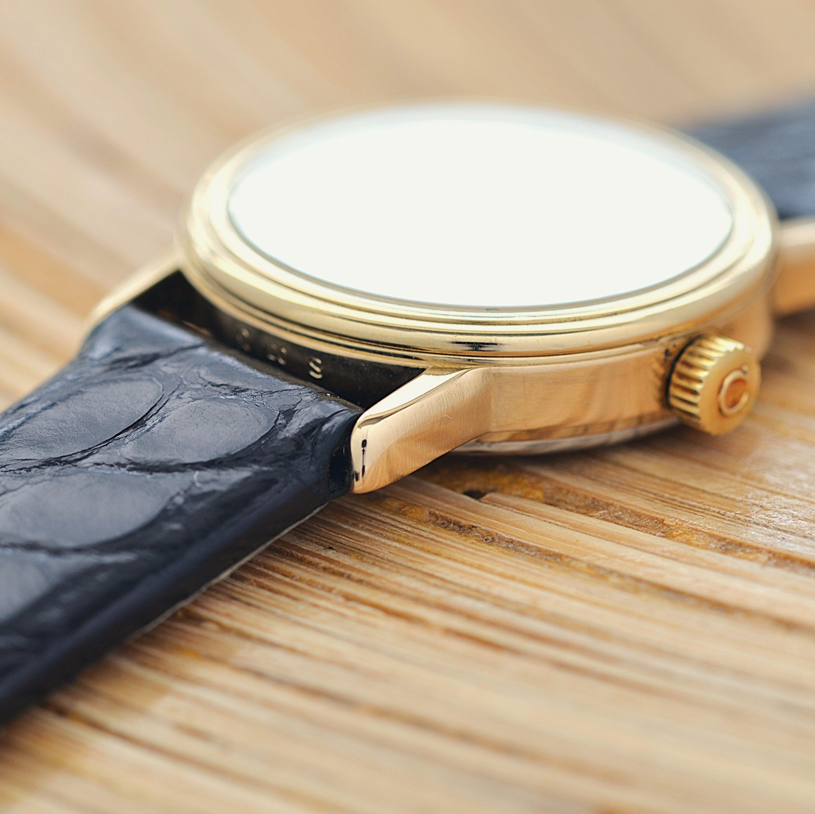 【OMEGA】オメガ デヴィル GP ラウンド Ivory ブラウンローマ 純正尾錠付き