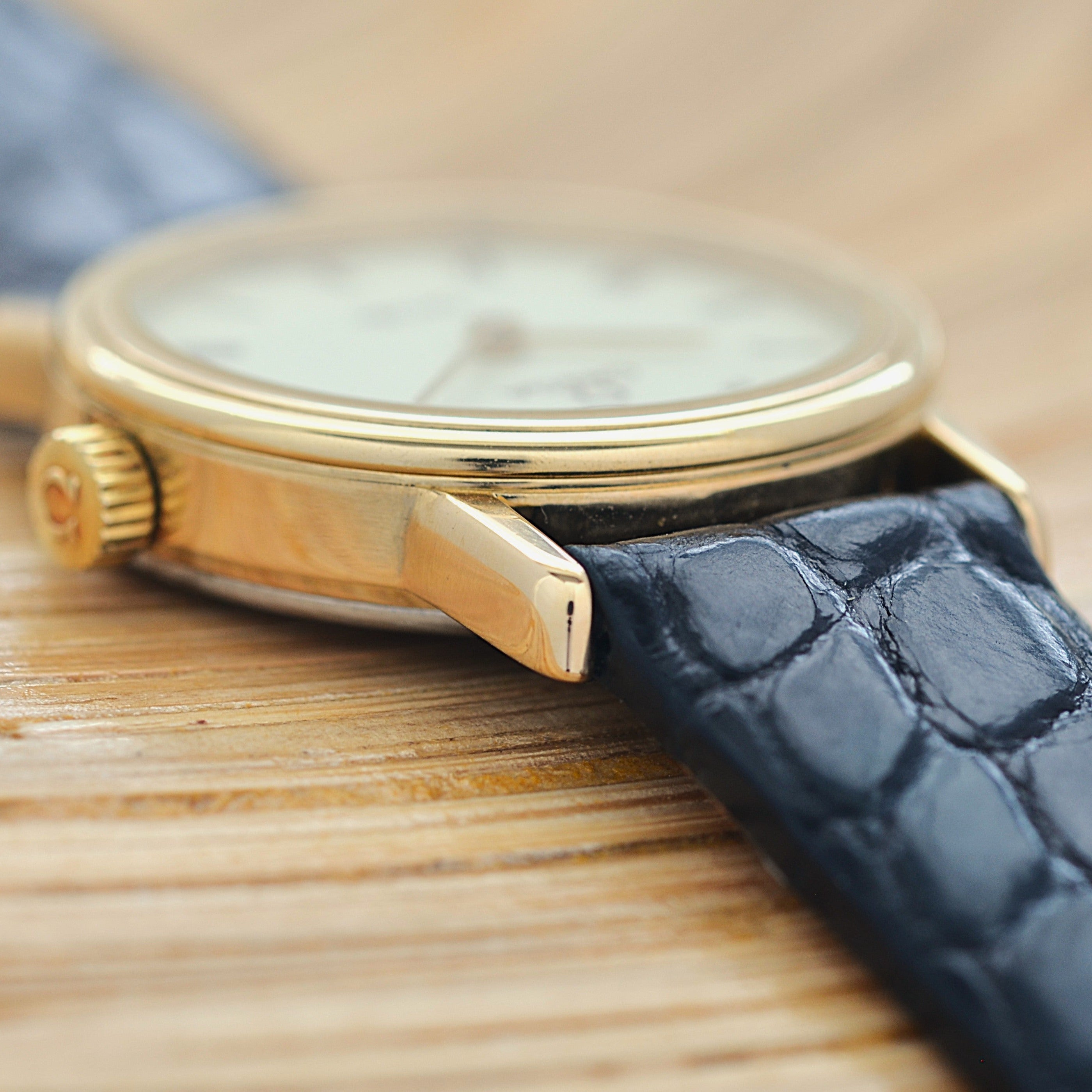 【OMEGA】オメガ デヴィル GP ラウンド Ivory ブラウンローマ 純正尾錠付き
