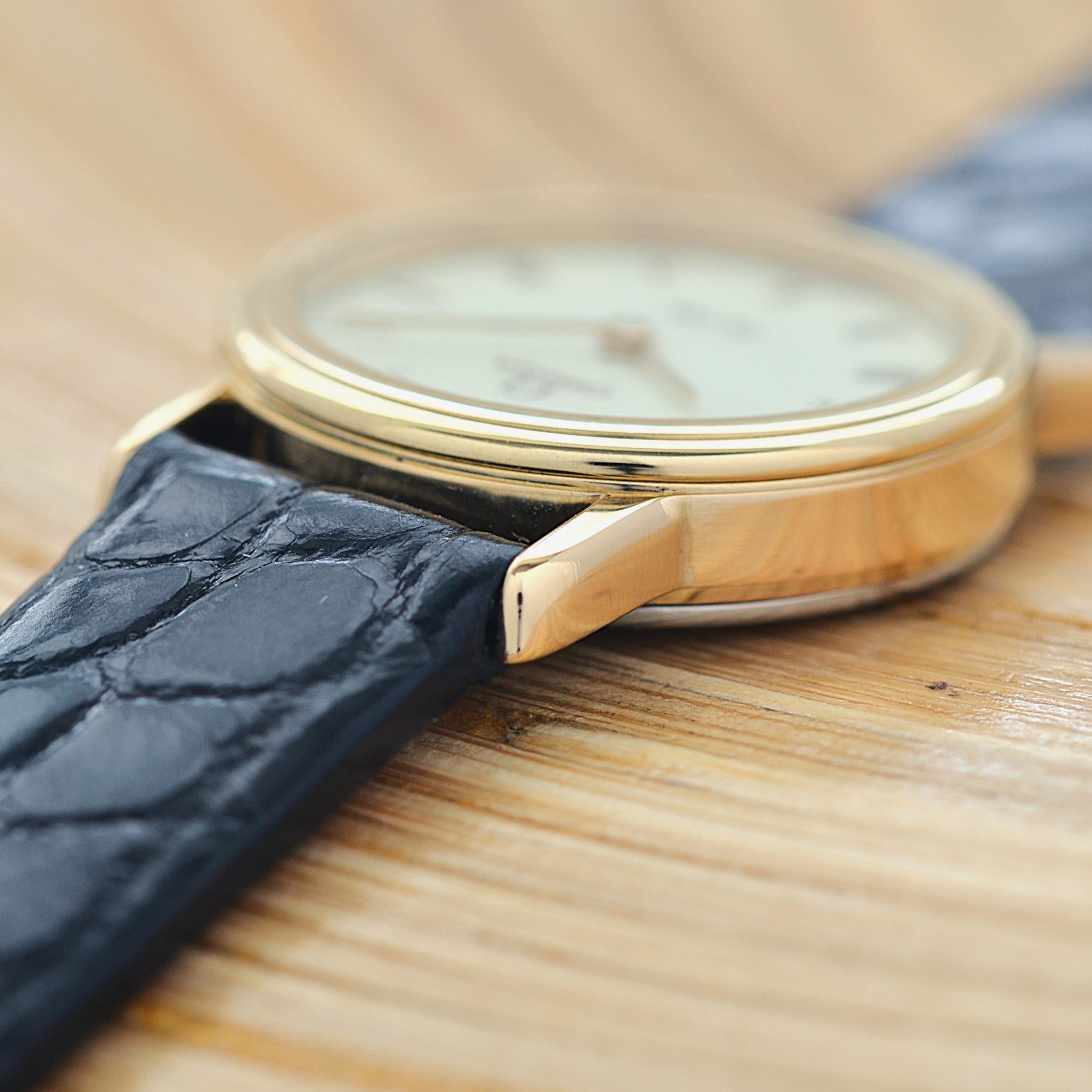 【OMEGA】オメガ デヴィル GP ラウンド Ivory ブラウンローマ 純正尾錠付き