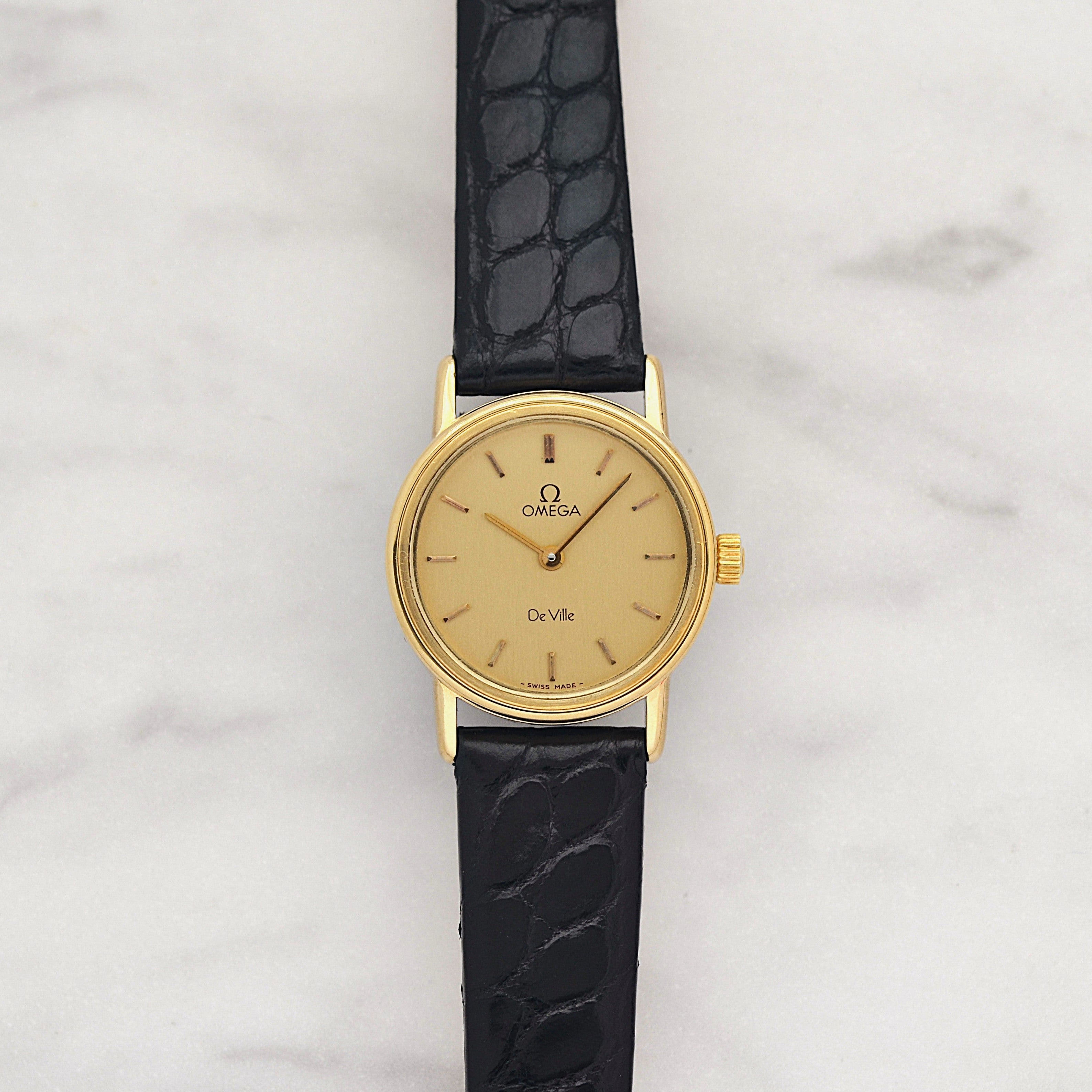 [OMEGA] Omega De Ville GP Round Gold with Genuine Buckle