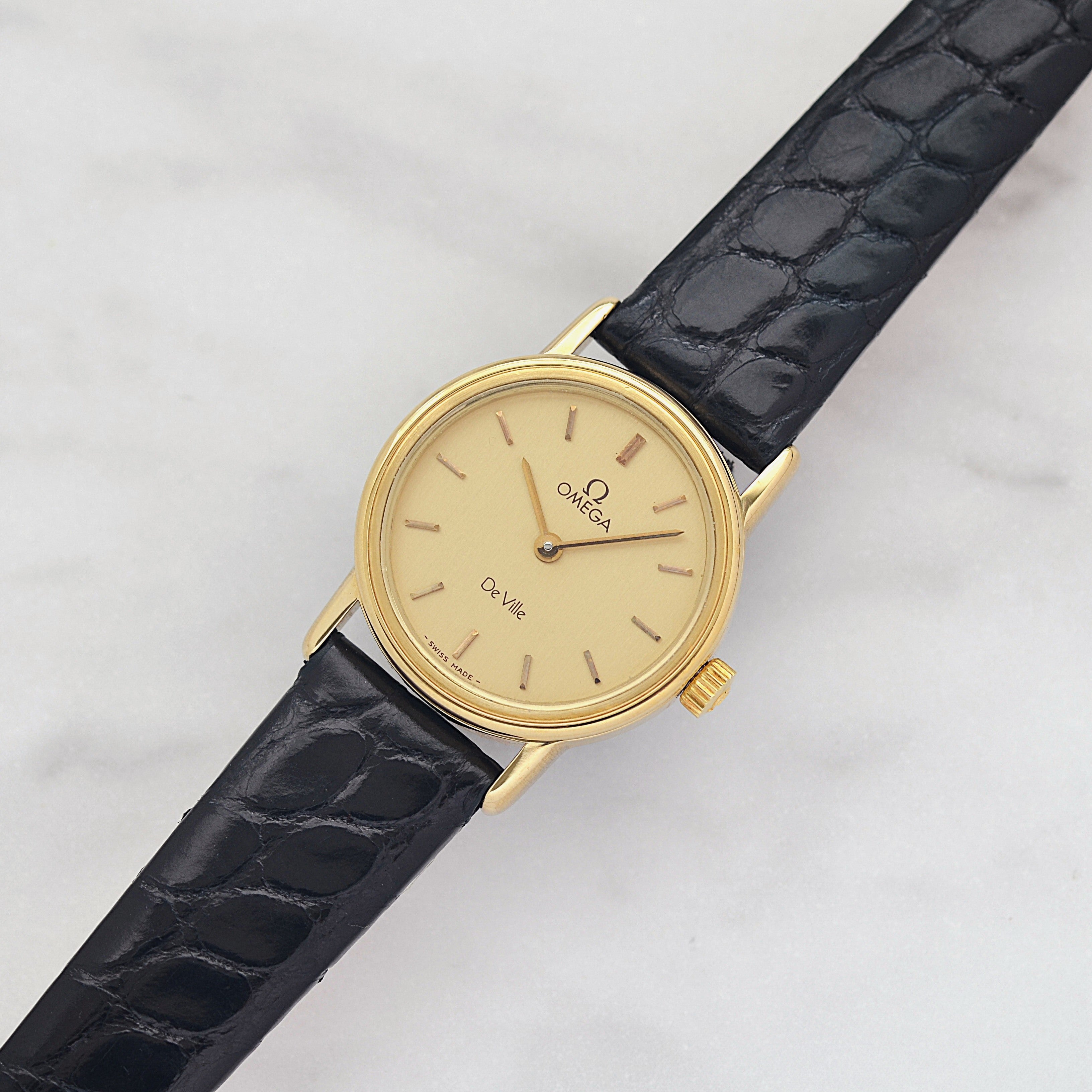 [OMEGA] Omega De Ville GP Round Gold with Genuine Buckle