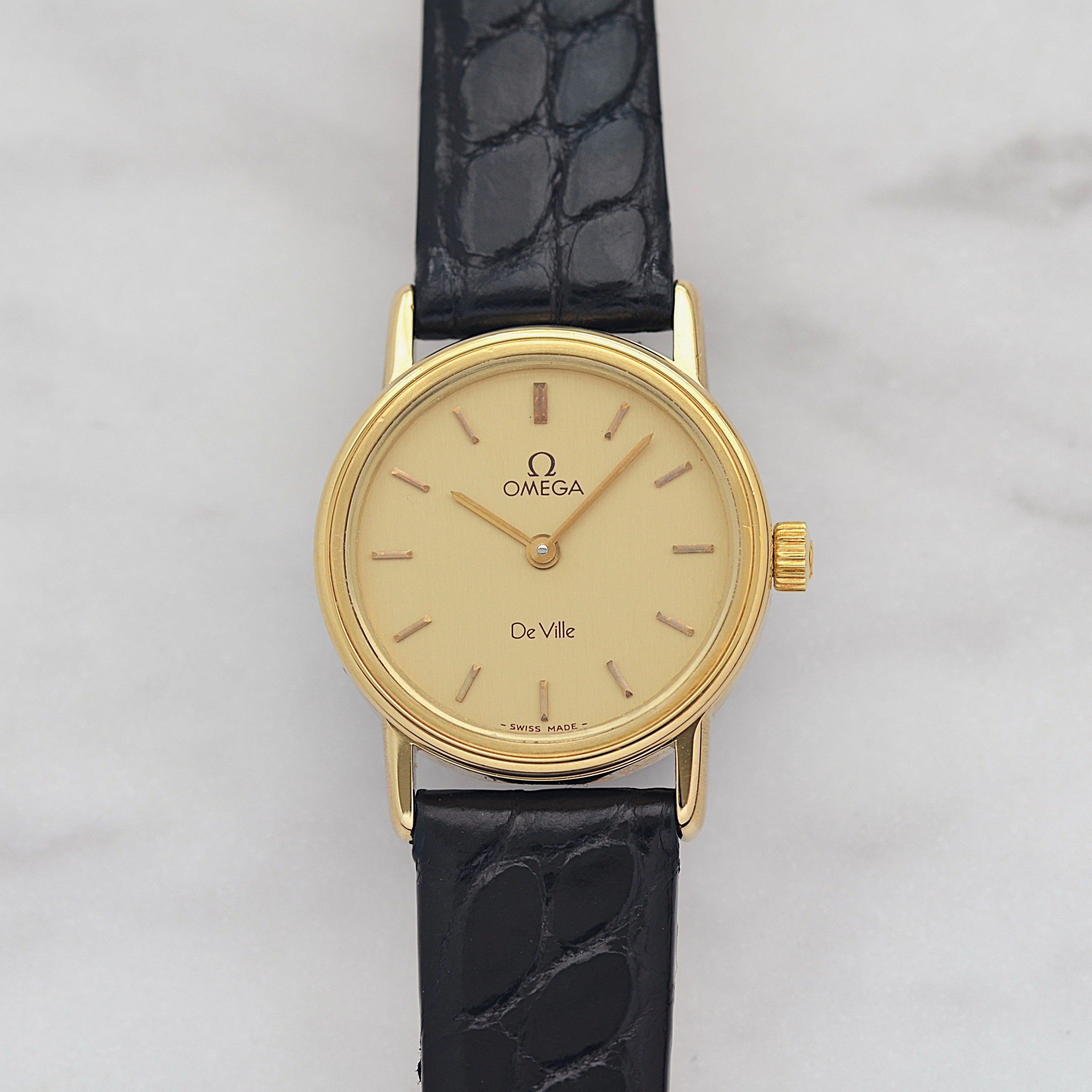 [OMEGA] Omega De Ville GP Round Gold with Genuine Buckle