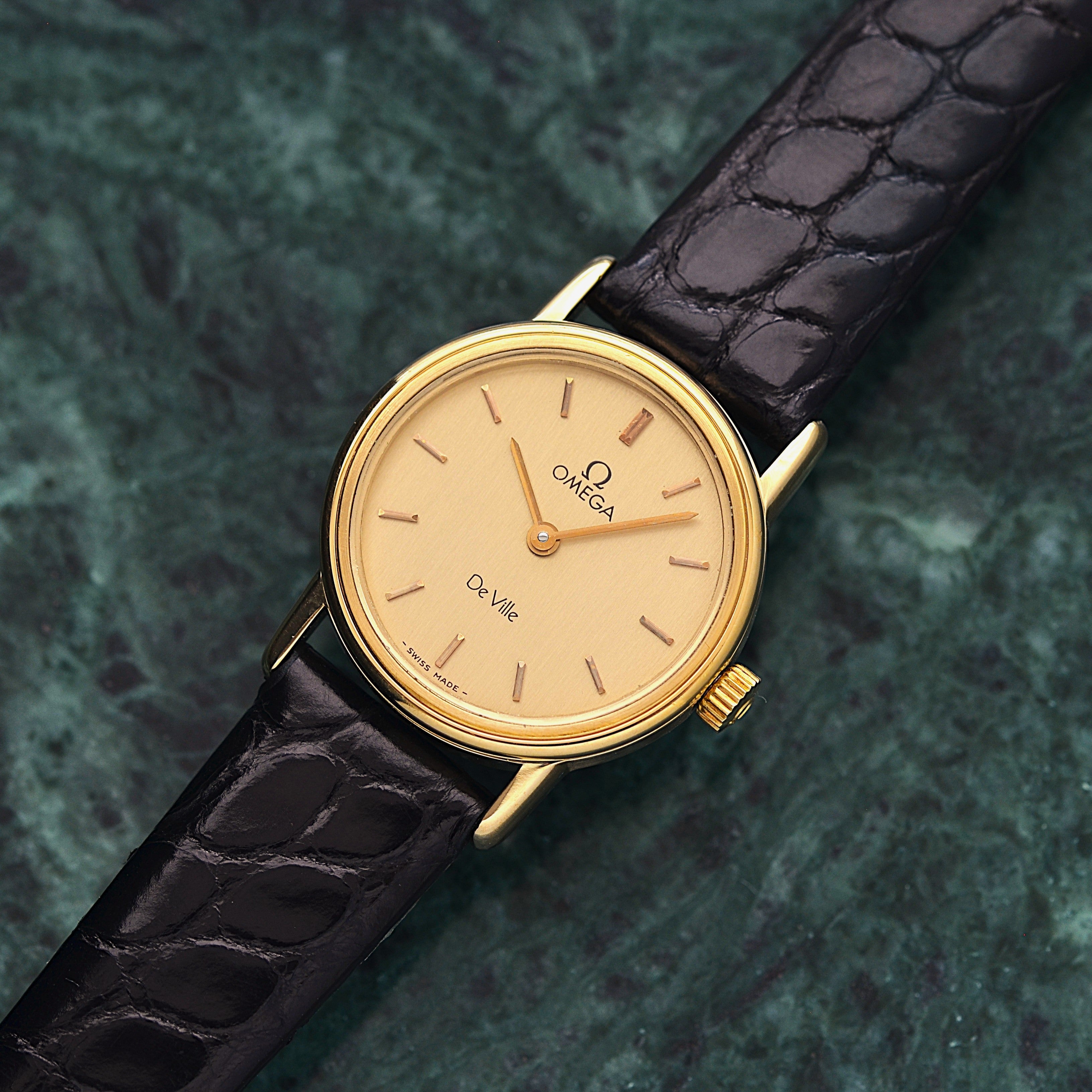 [OMEGA] Omega De Ville GP Round Gold with Genuine Buckle
