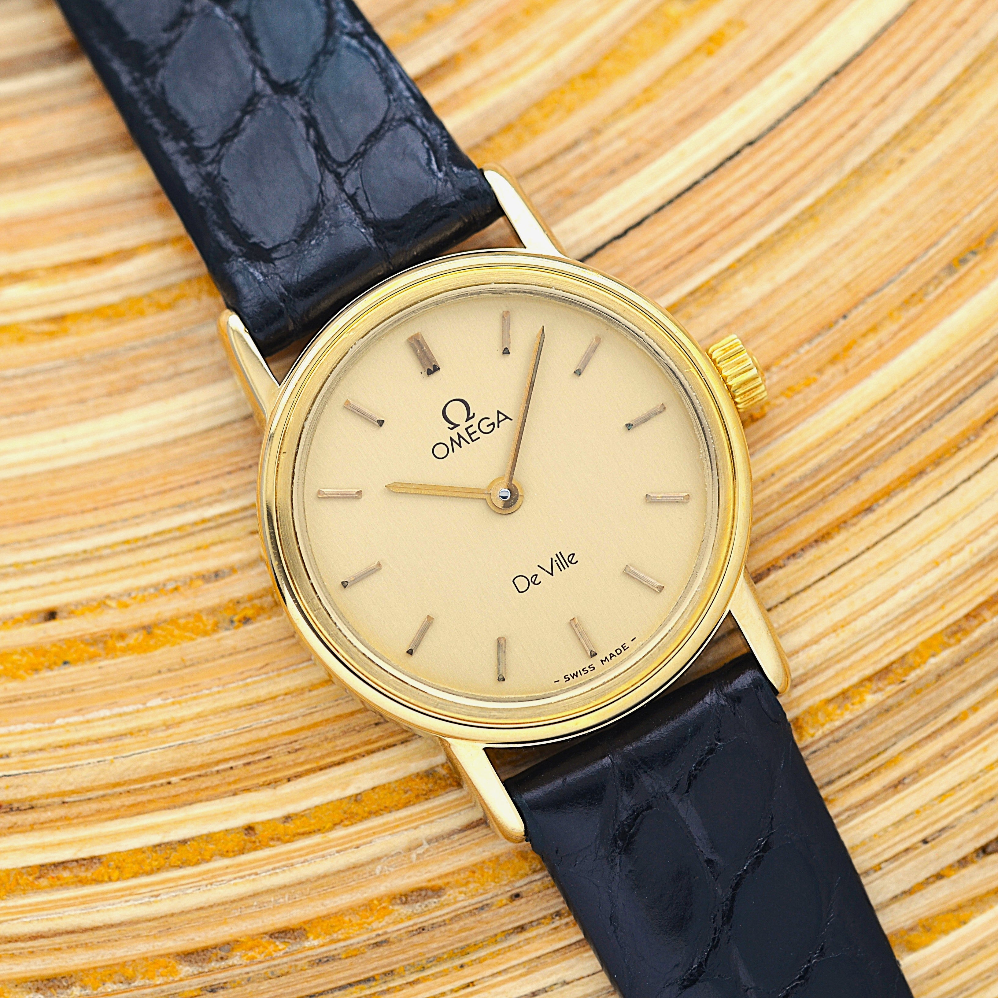 [OMEGA] Omega De Ville GP Round Gold with Genuine Buckle