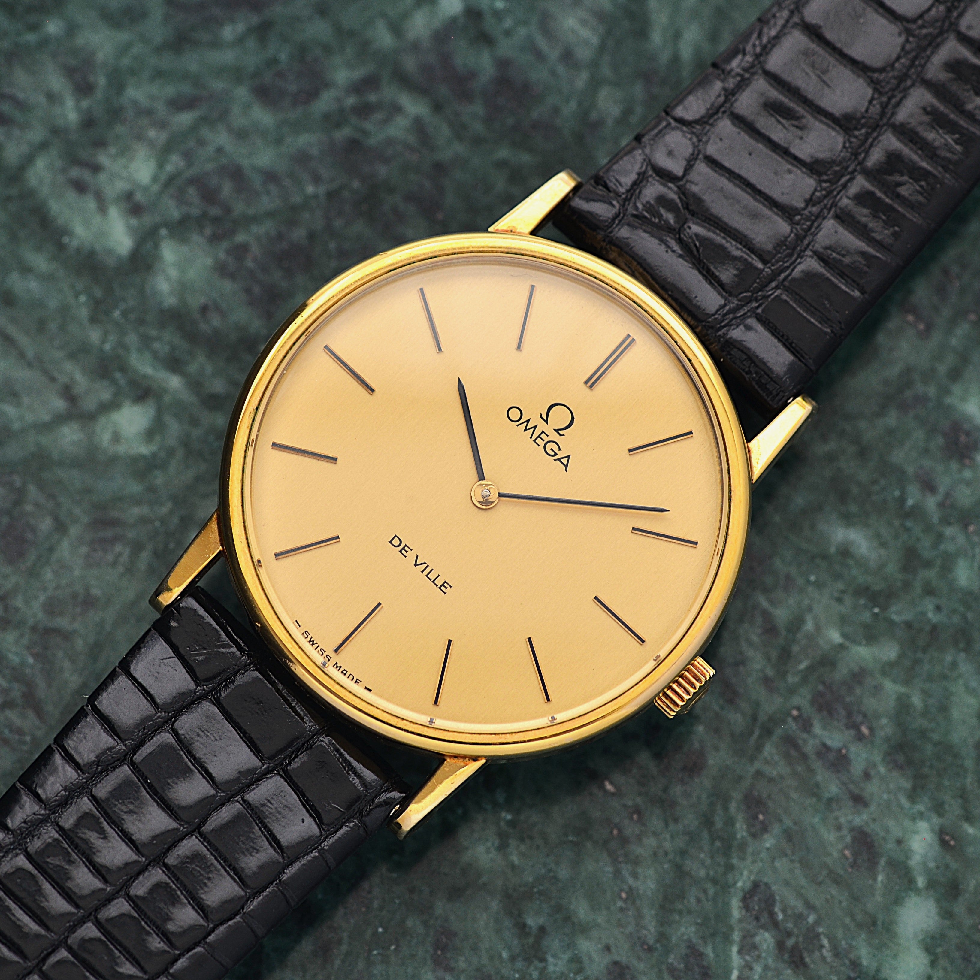 【OMEGA】オメガ デヴィル GP ラウンド Gold デッドストック 純正尾錠付き
