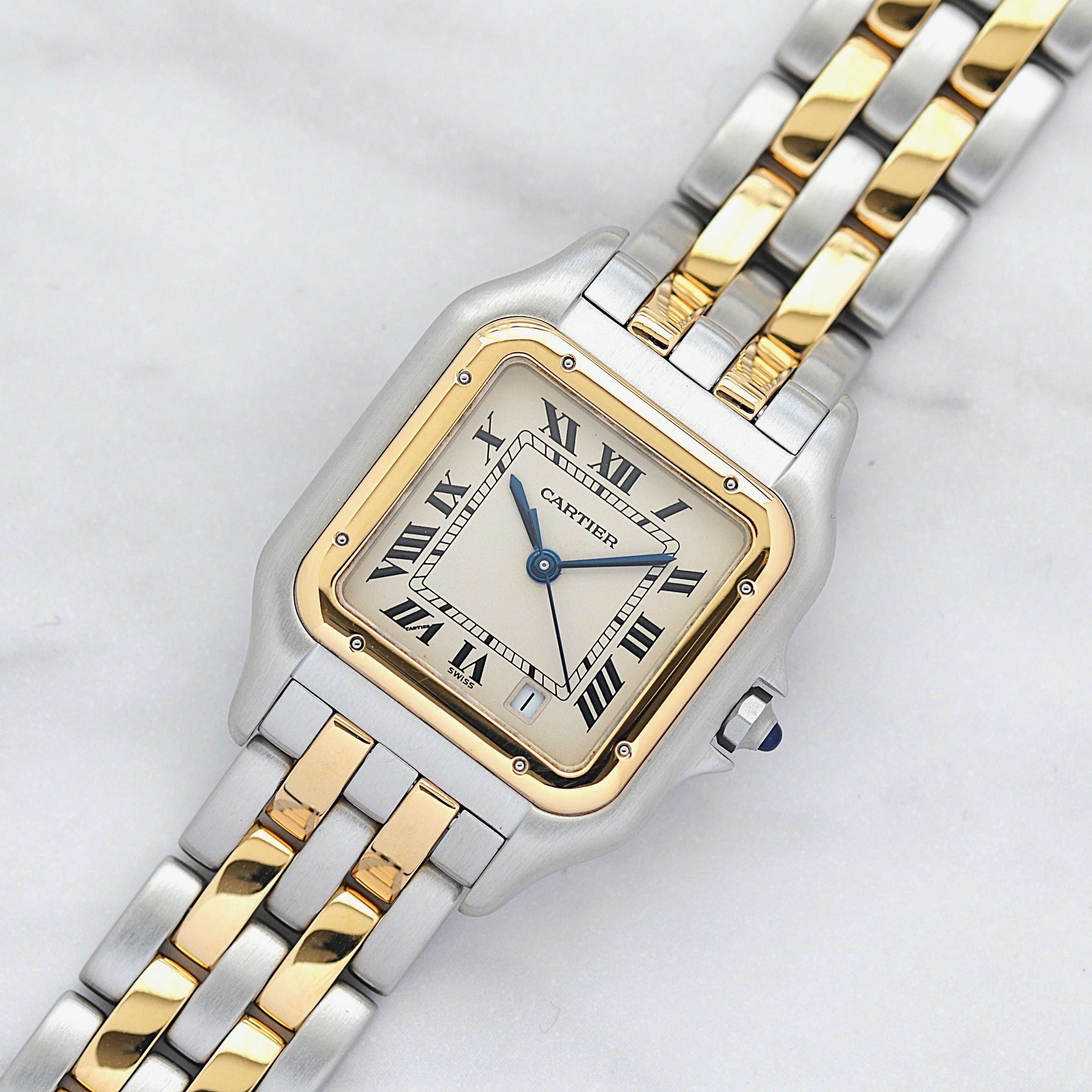 【Cartier】カルティエ パンテールMM 2ロウ 18KYG×SS 付属品完備 カルティエコンプリートサービス済み