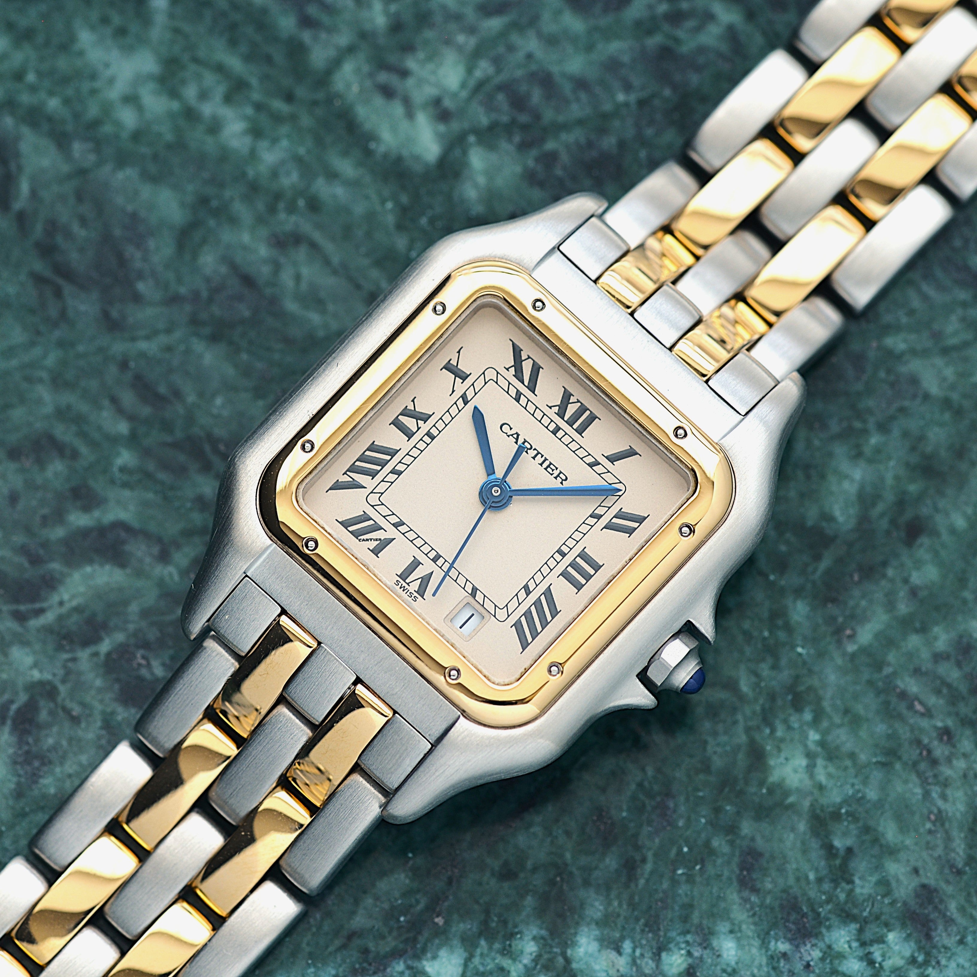 【Cartier】カルティエ パンテールMM 2ロウ 18KYG×SS 付属品完備 カルティエコンプリートサービス済み
