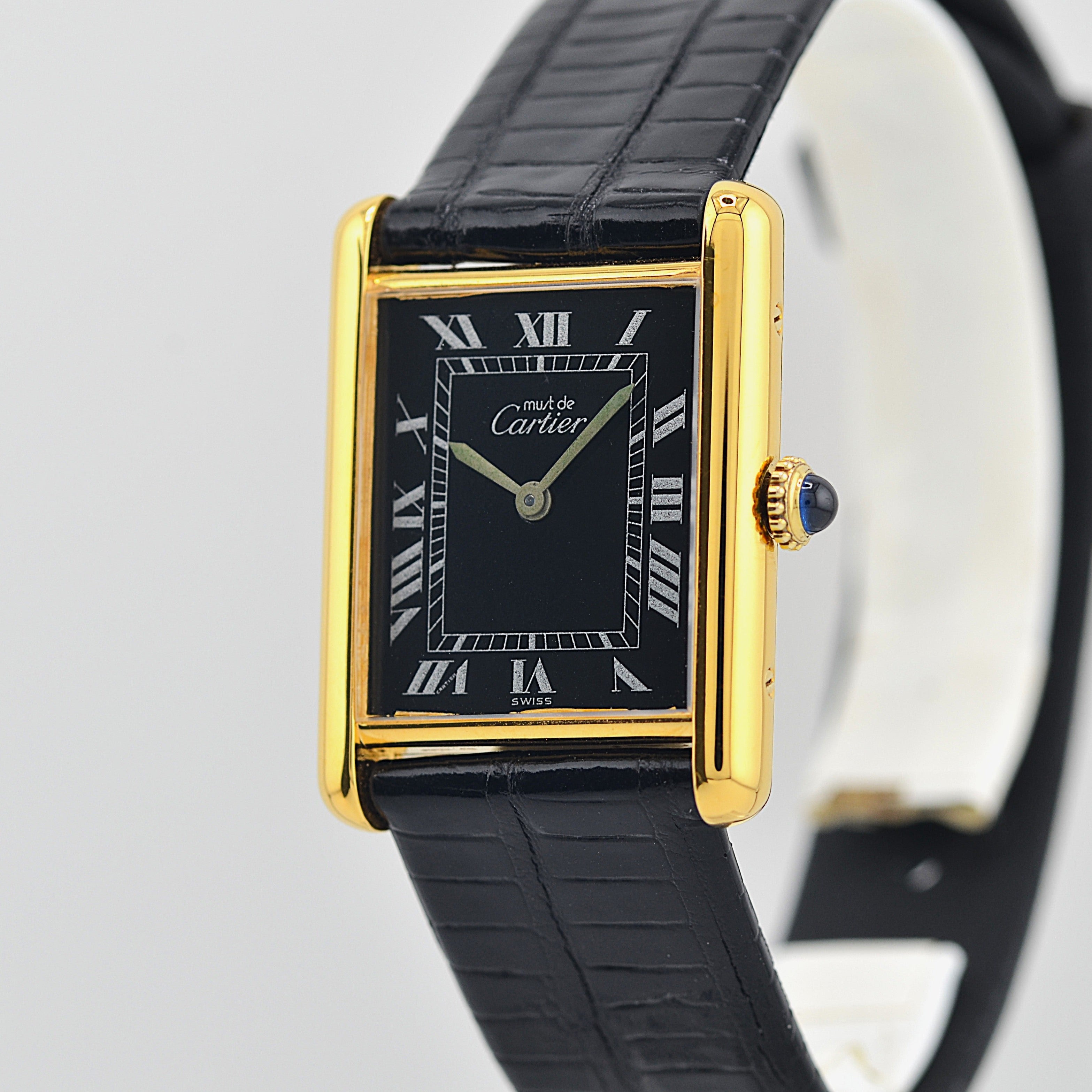 【Cartier】カルティエ マストタンクLM ブラックローマ 手巻き 純正尾錠付き