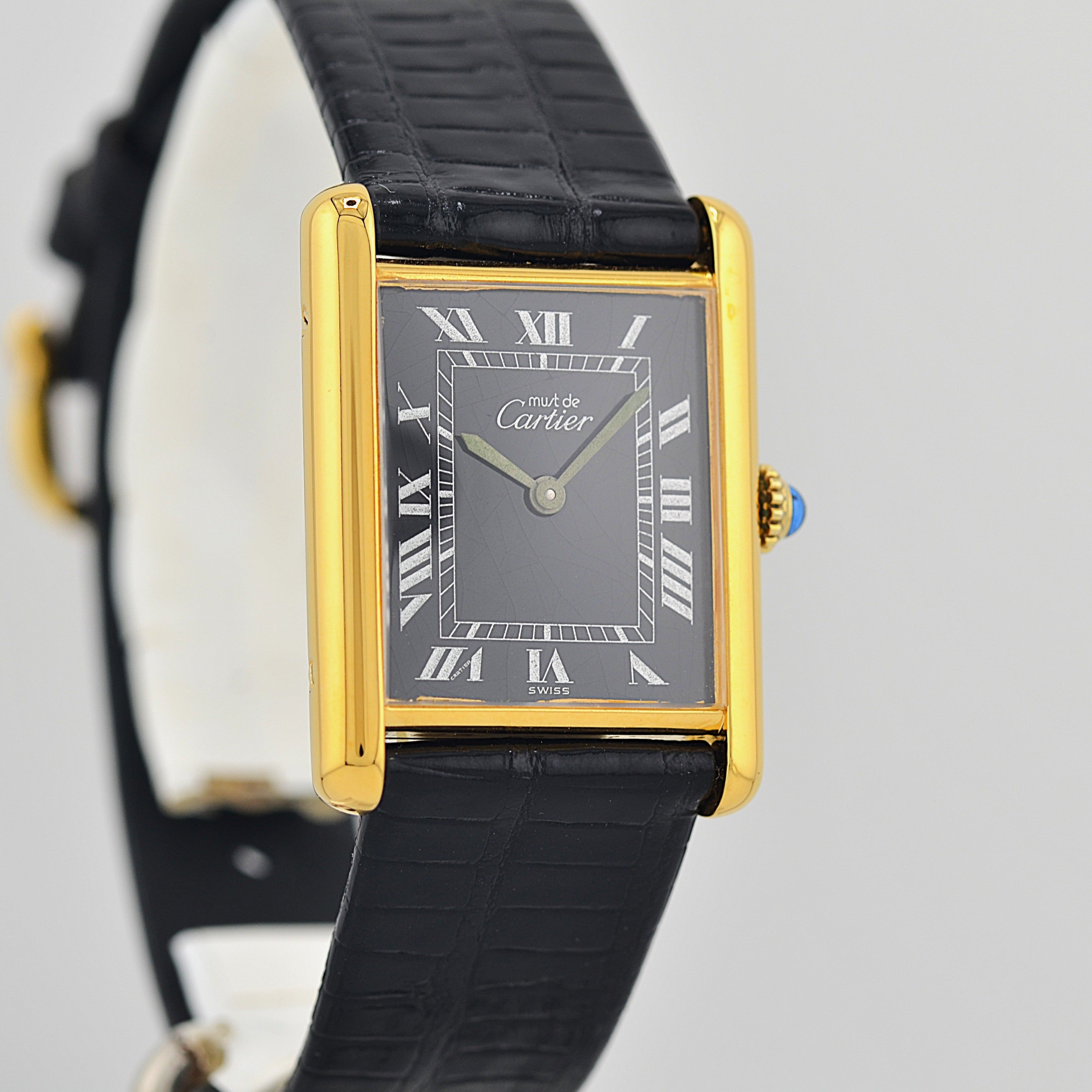 【Cartier】カルティエ マストタンクLM ブラックローマ 手巻き 純正尾錠付き