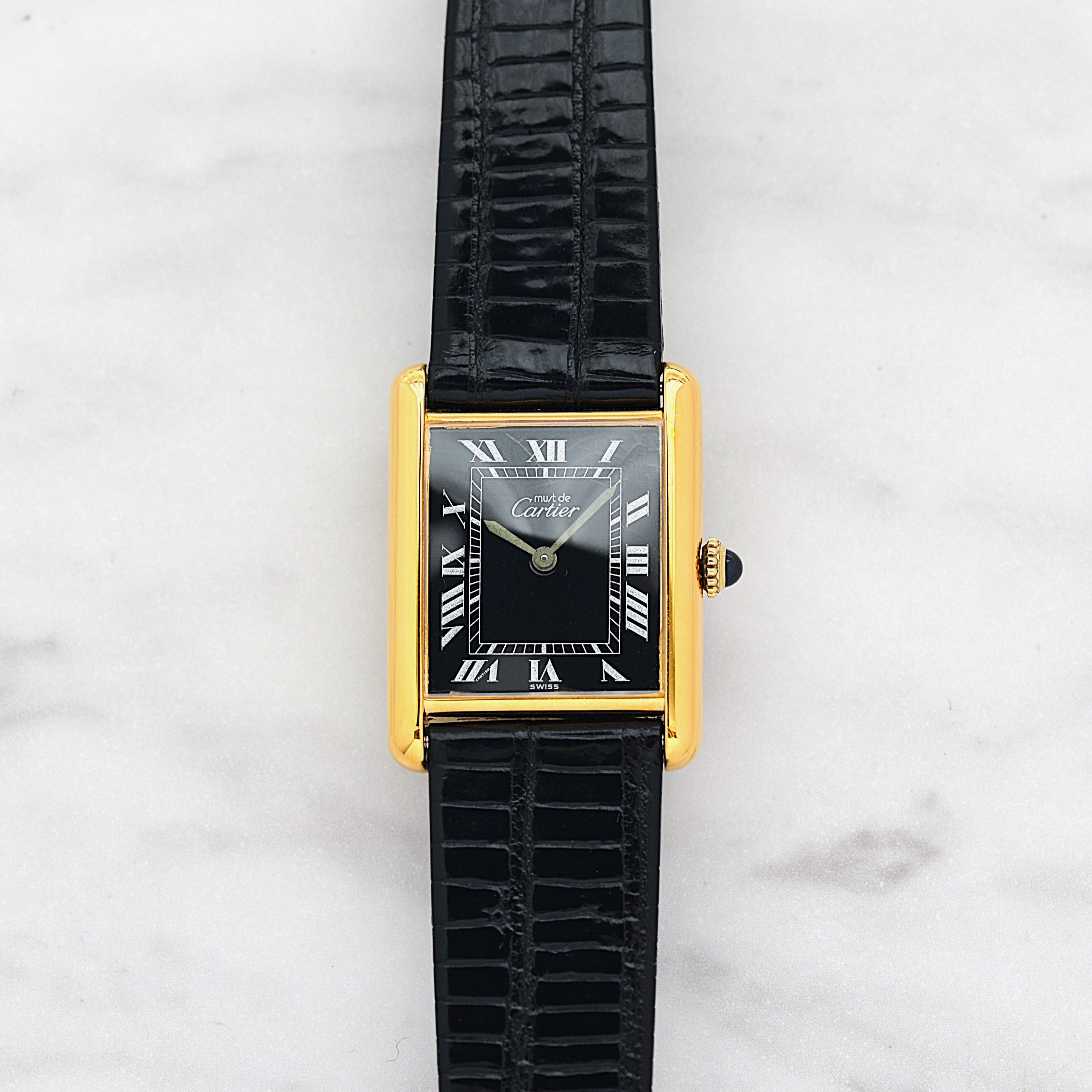 【Cartier】カルティエ マストタンクLM ブラックローマ 手巻き 純正尾錠付き