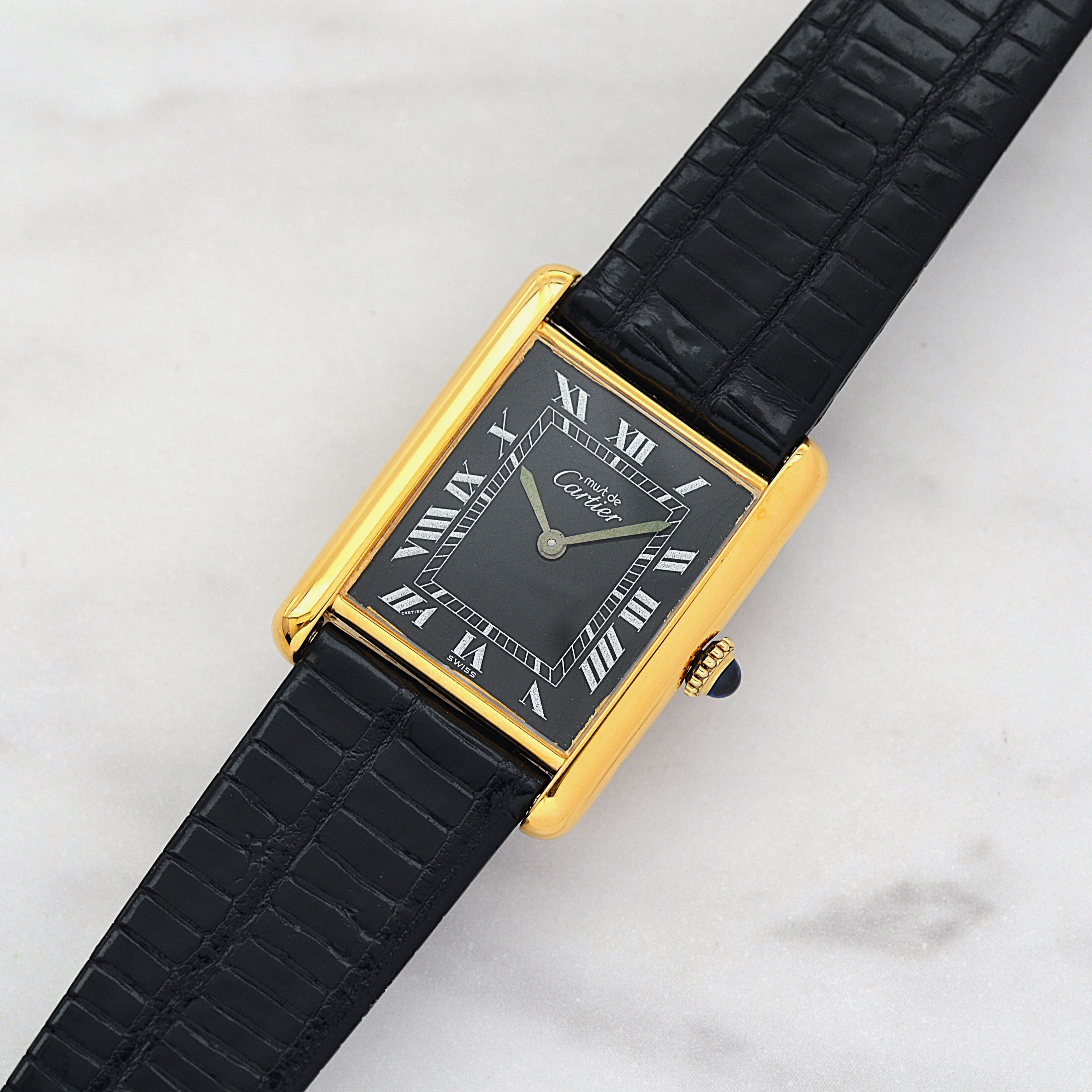 【Cartier】カルティエ マストタンクLM ブラックローマ 手巻き 純正尾錠付き
