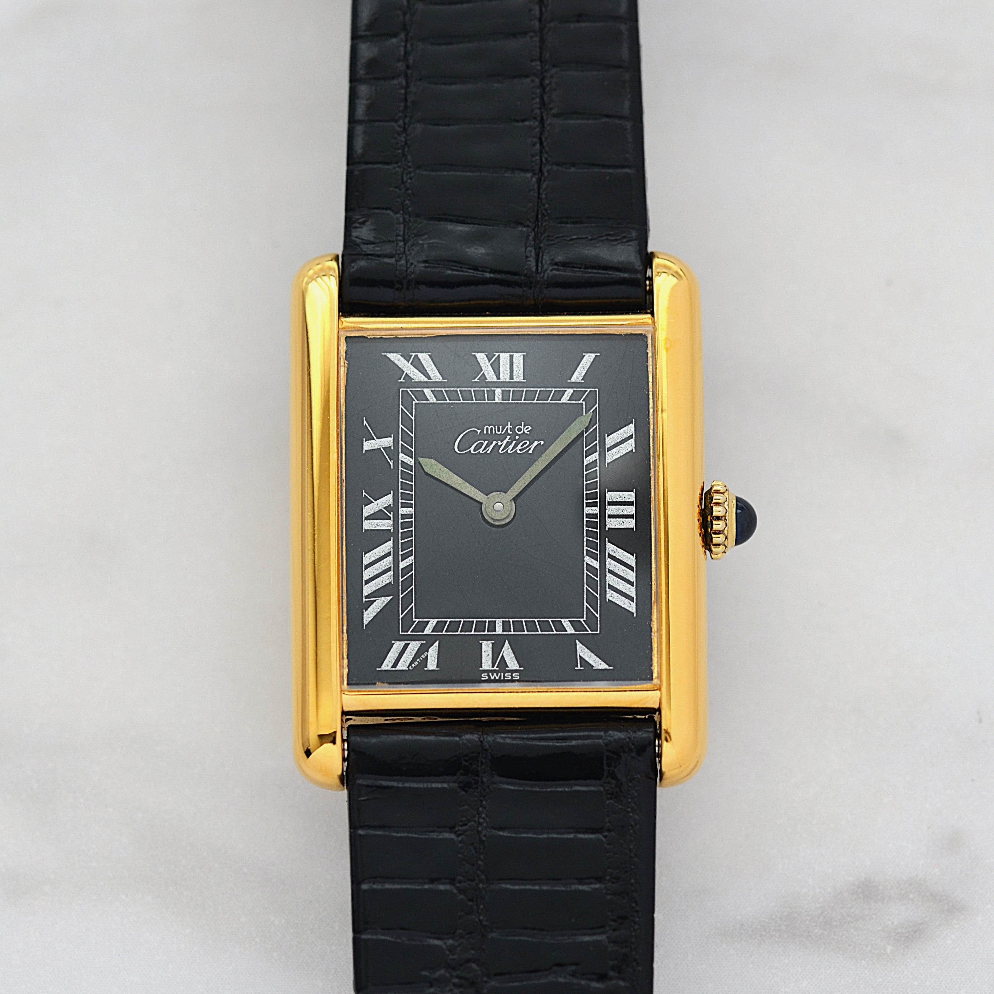 【Cartier】カルティエ マストタンクLM ブラックローマ 手巻き 純正尾錠付き