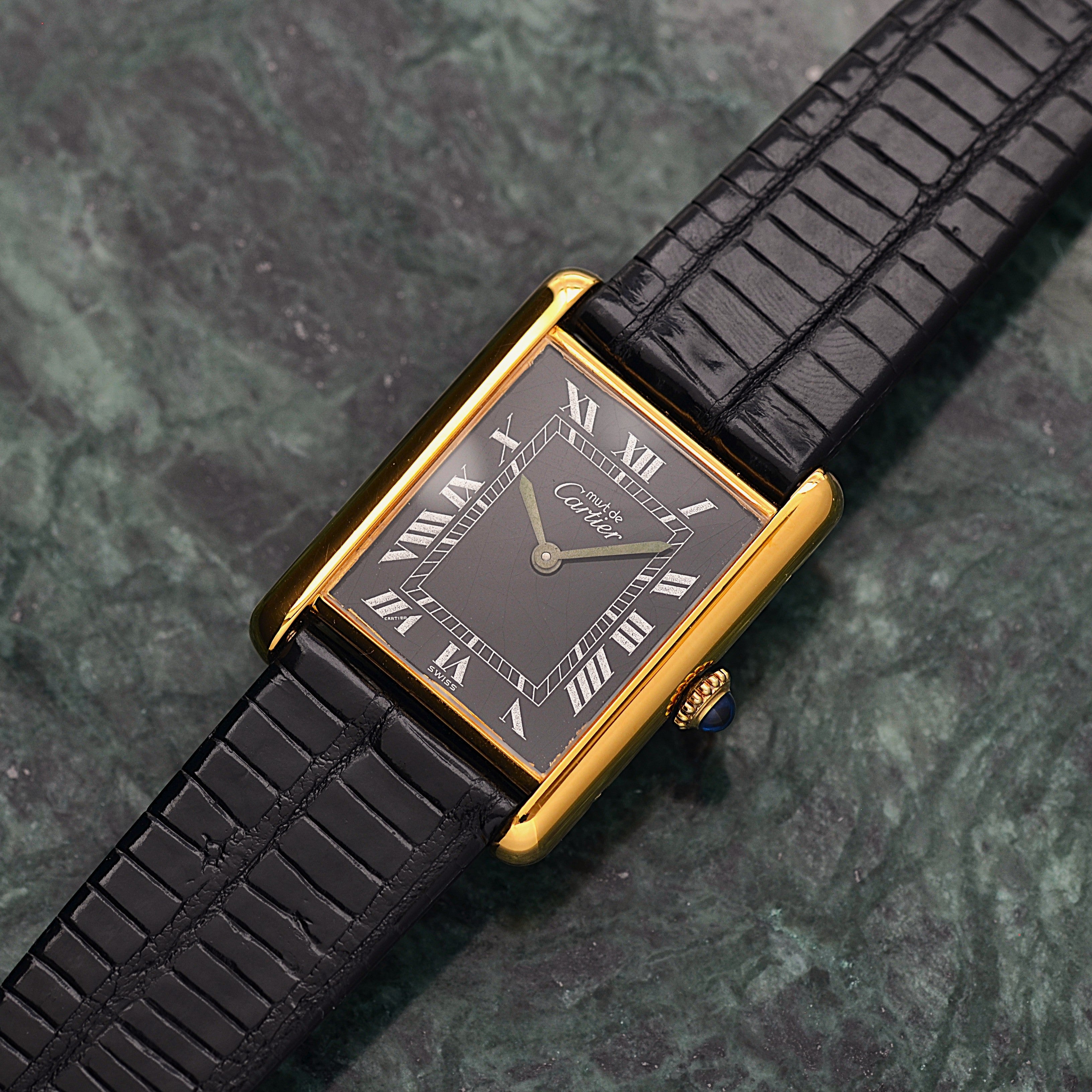 【Cartier】カルティエ マストタンクLM ブラックローマ 手巻き 純正尾錠付き