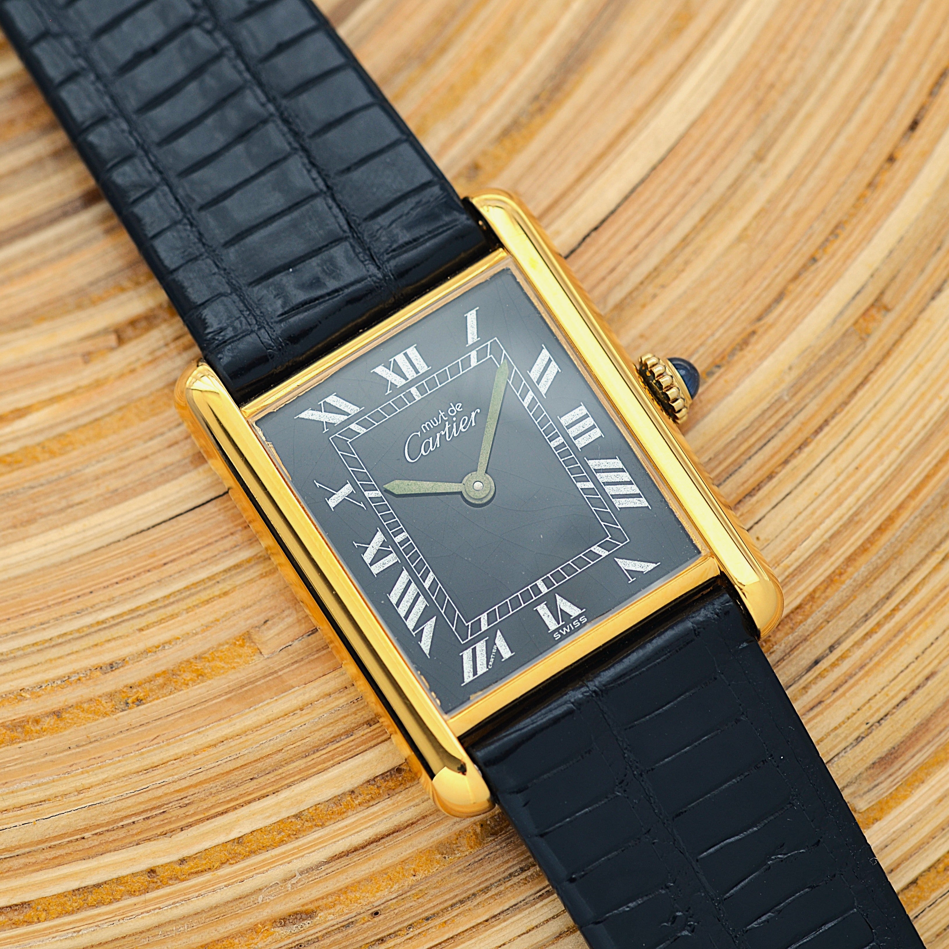 【Cartier】カルティエ マストタンクLM ブラックローマ 手巻き 純正尾錠付き