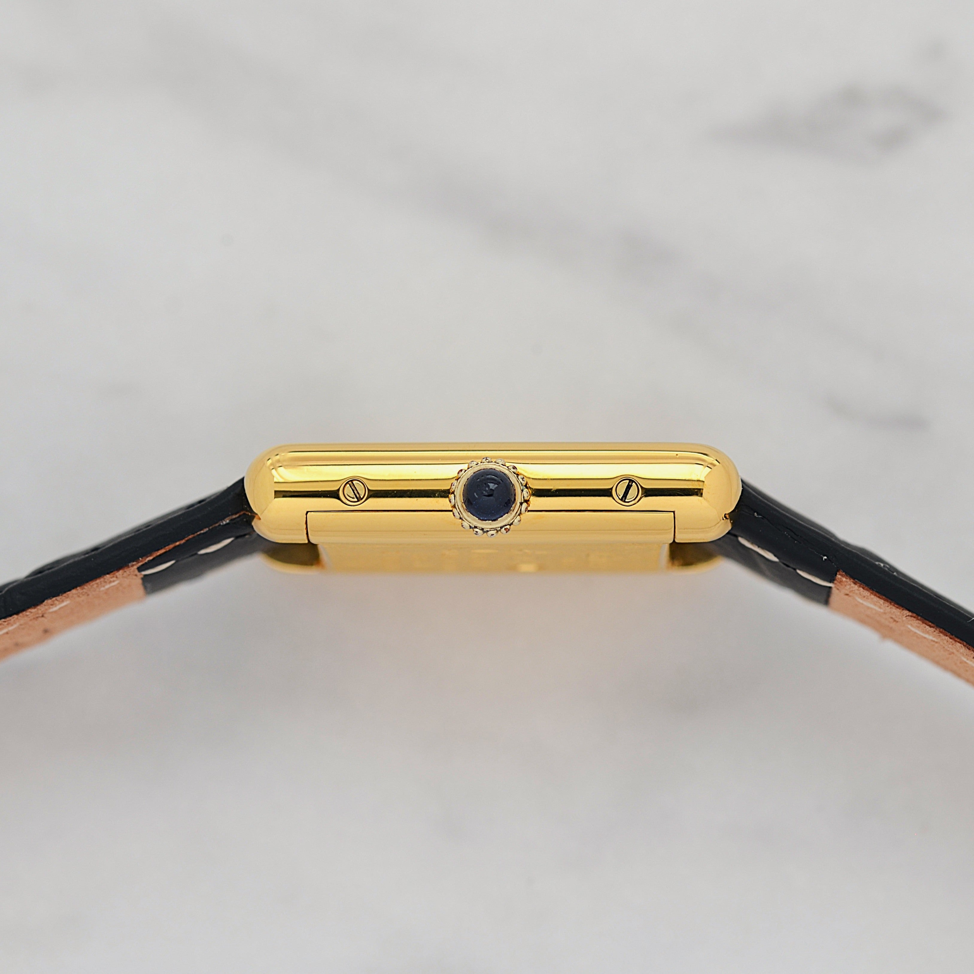 【Cartier】 Cartier Must Tank SM Ivory Roman Dial Manual Winding with Original Buckle