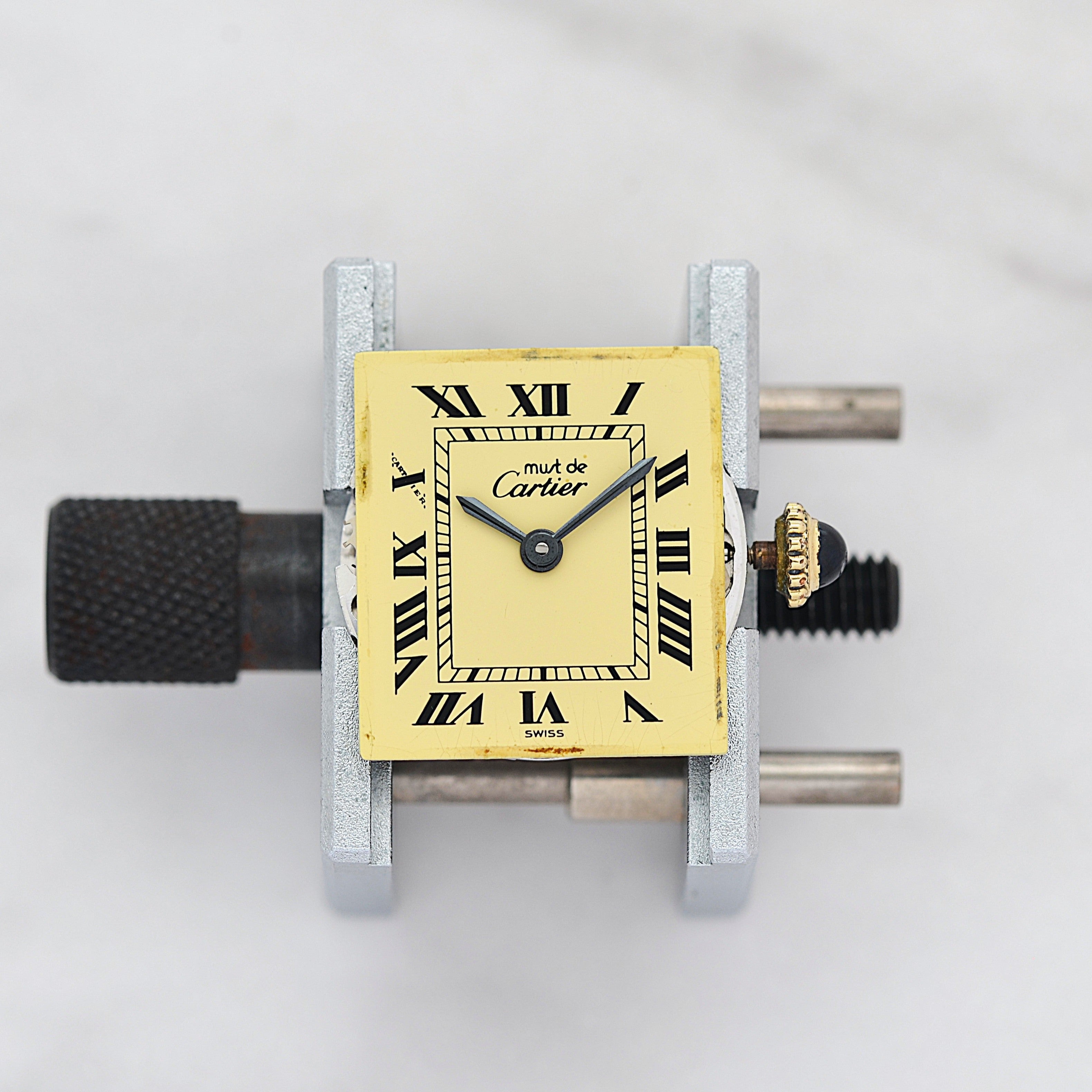【Cartier】 Cartier Must Tank SM Ivory Roman Dial Manual Winding with Original Buckle