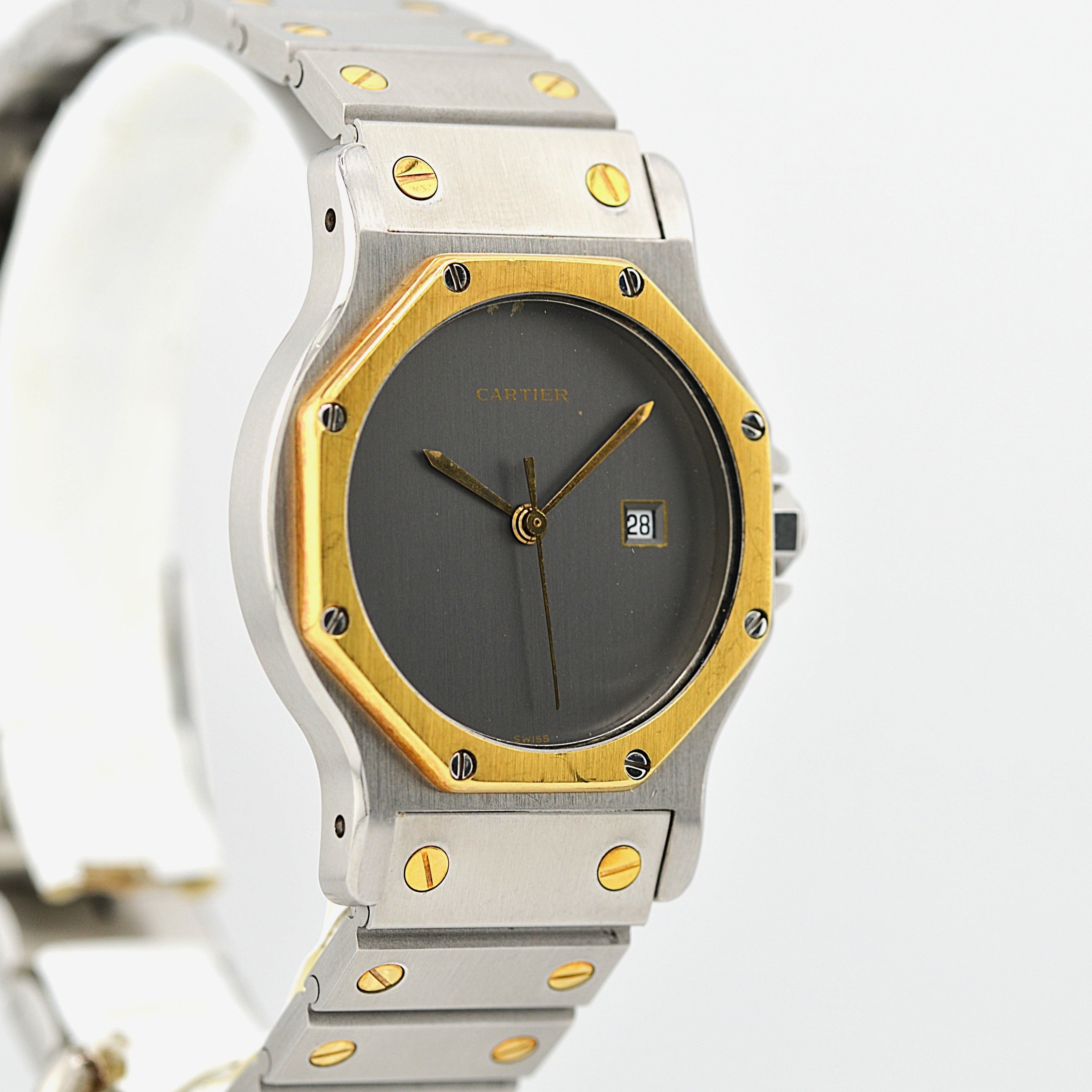 【Cartier】カルティエ サントスオクタゴンLM 18KYG×SS 「Grey Ghost」 付属品完備