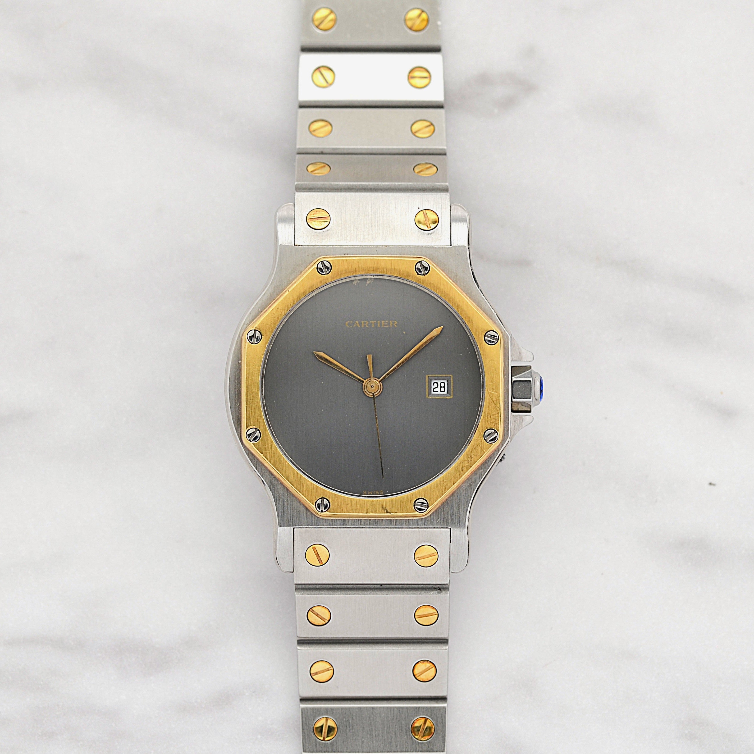 【Cartier】カルティエ サントスオクタゴンLM 18KYG×SS 「Grey Ghost」 付属品完備