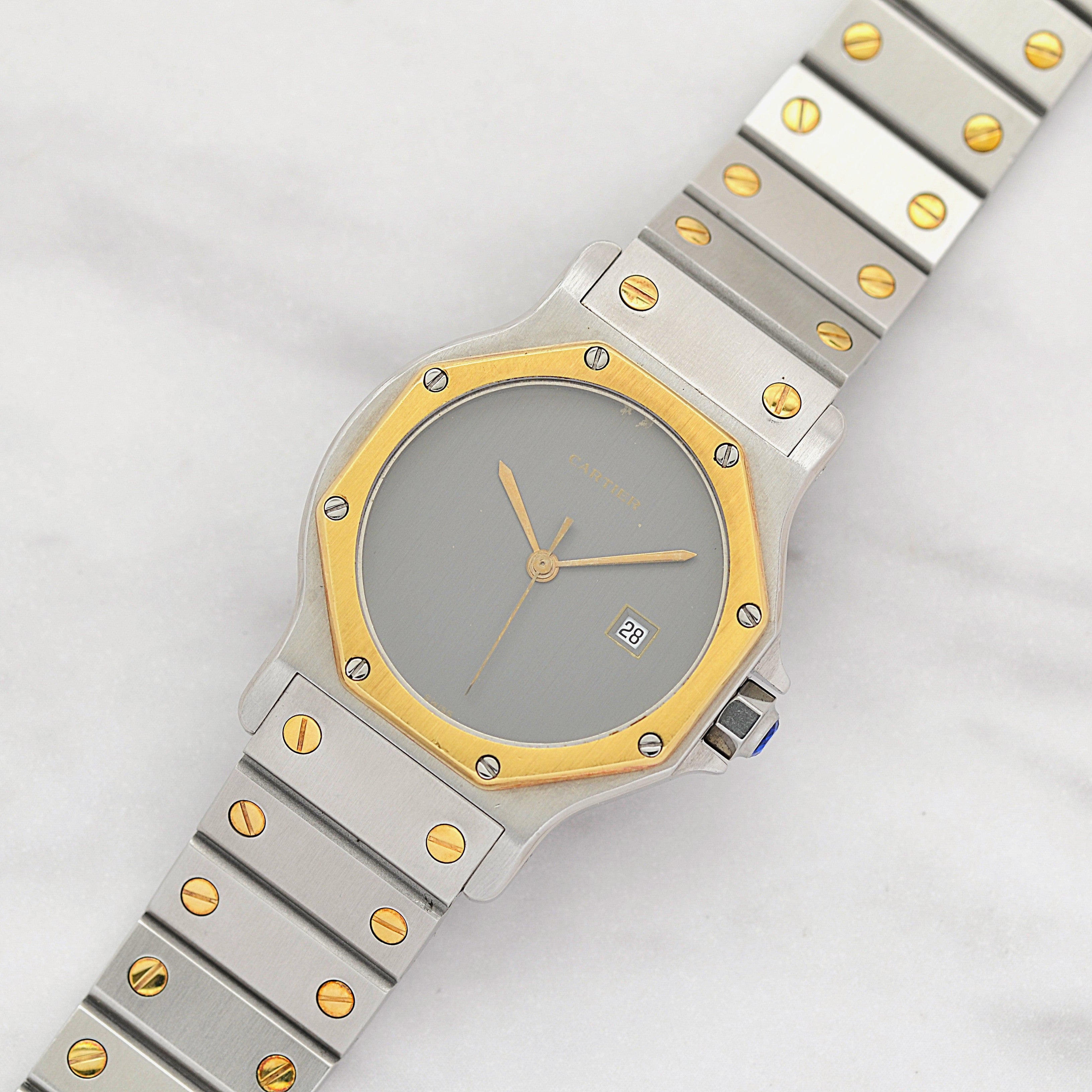 【Cartier】カルティエ サントスオクタゴンLM 18KYG×SS 「Grey Ghost」 付属品完備