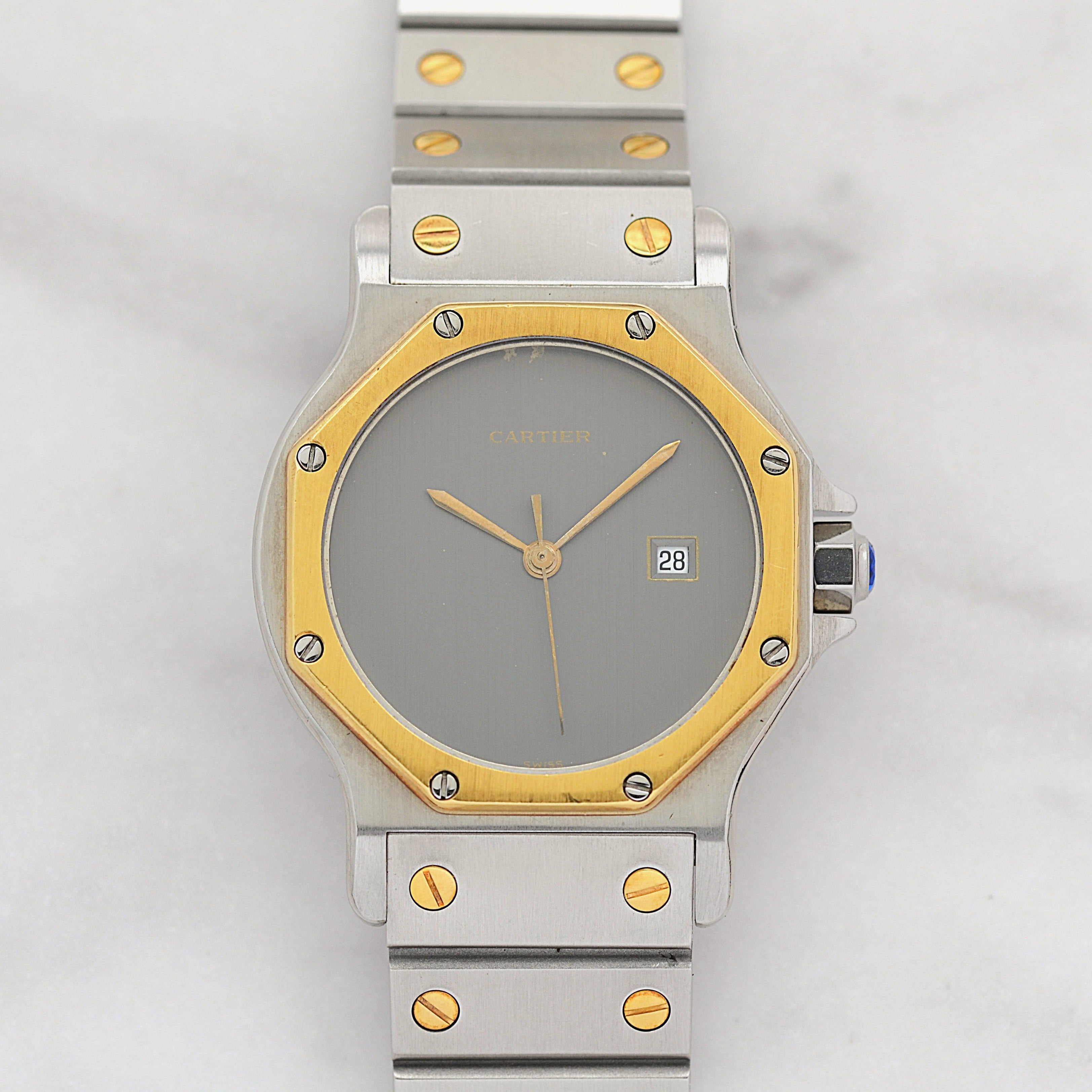 【Cartier】カルティエ サントスオクタゴンLM 18KYG×SS 「Grey Ghost」 付属品完備