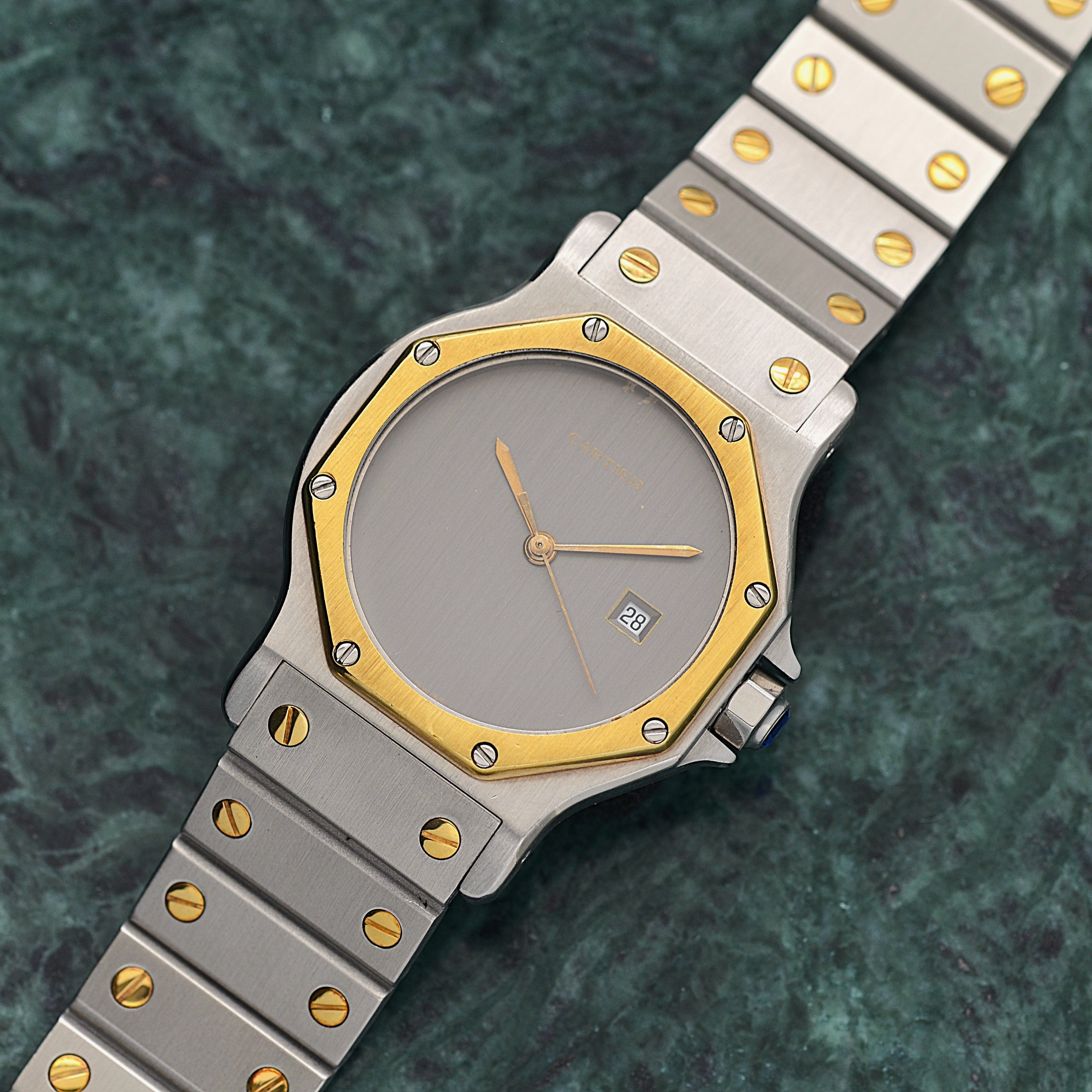【Cartier】カルティエ サントスオクタゴンLM 18KYG×SS 「Grey Ghost」 付属品完備
