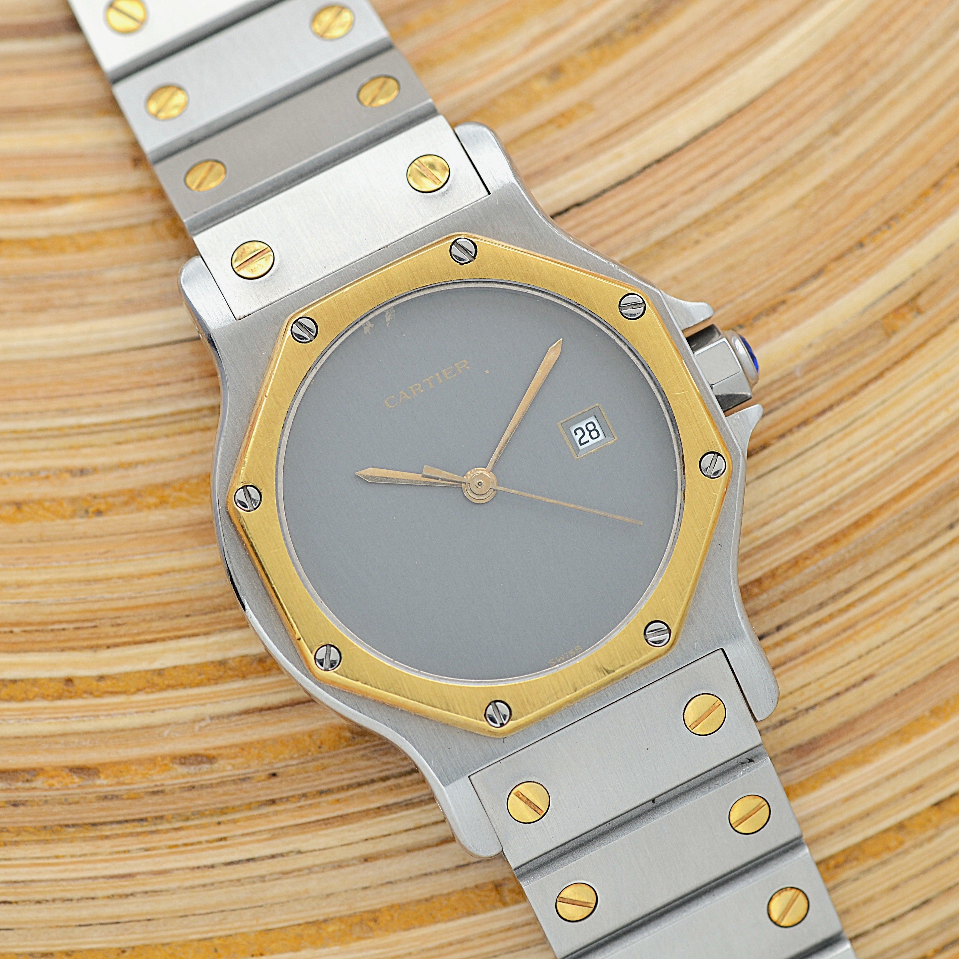 【Cartier】カルティエ サントスオクタゴンLM 18KYG×SS 「Grey Ghost」 付属品完備