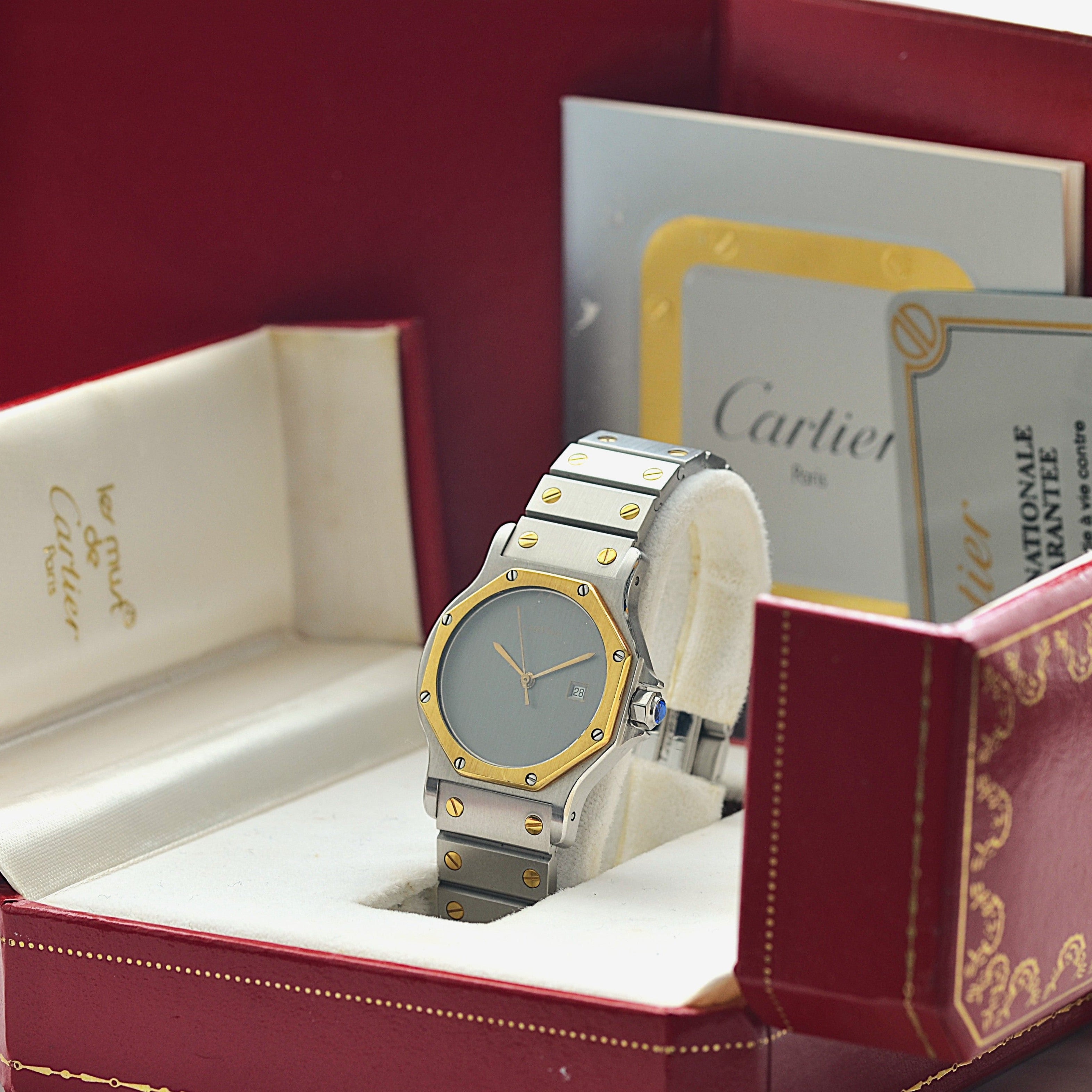【Cartier】カルティエ サントスオクタゴンLM 18KYG×SS 「Grey Ghost」 付属品完備