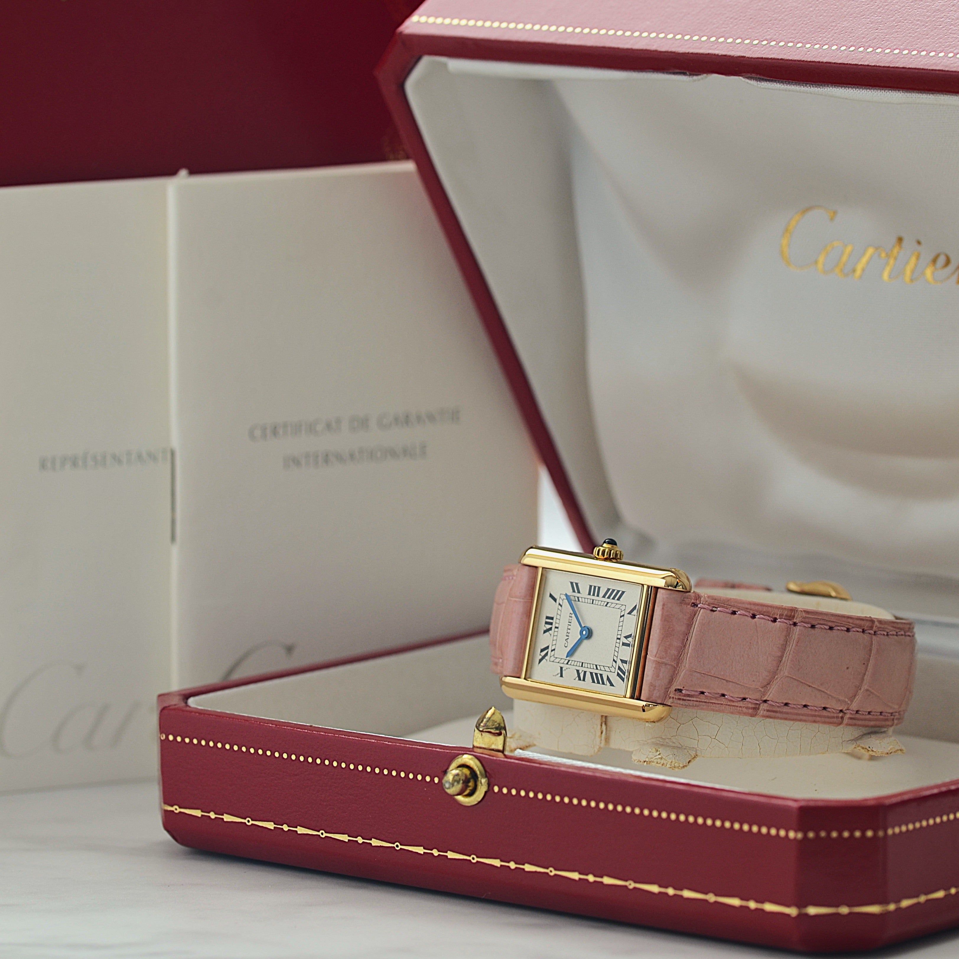 【Cartier】カルティエ タンクルイカルティエ SM 18KYG 付属品完備 カルティエコンプリートサービス済み