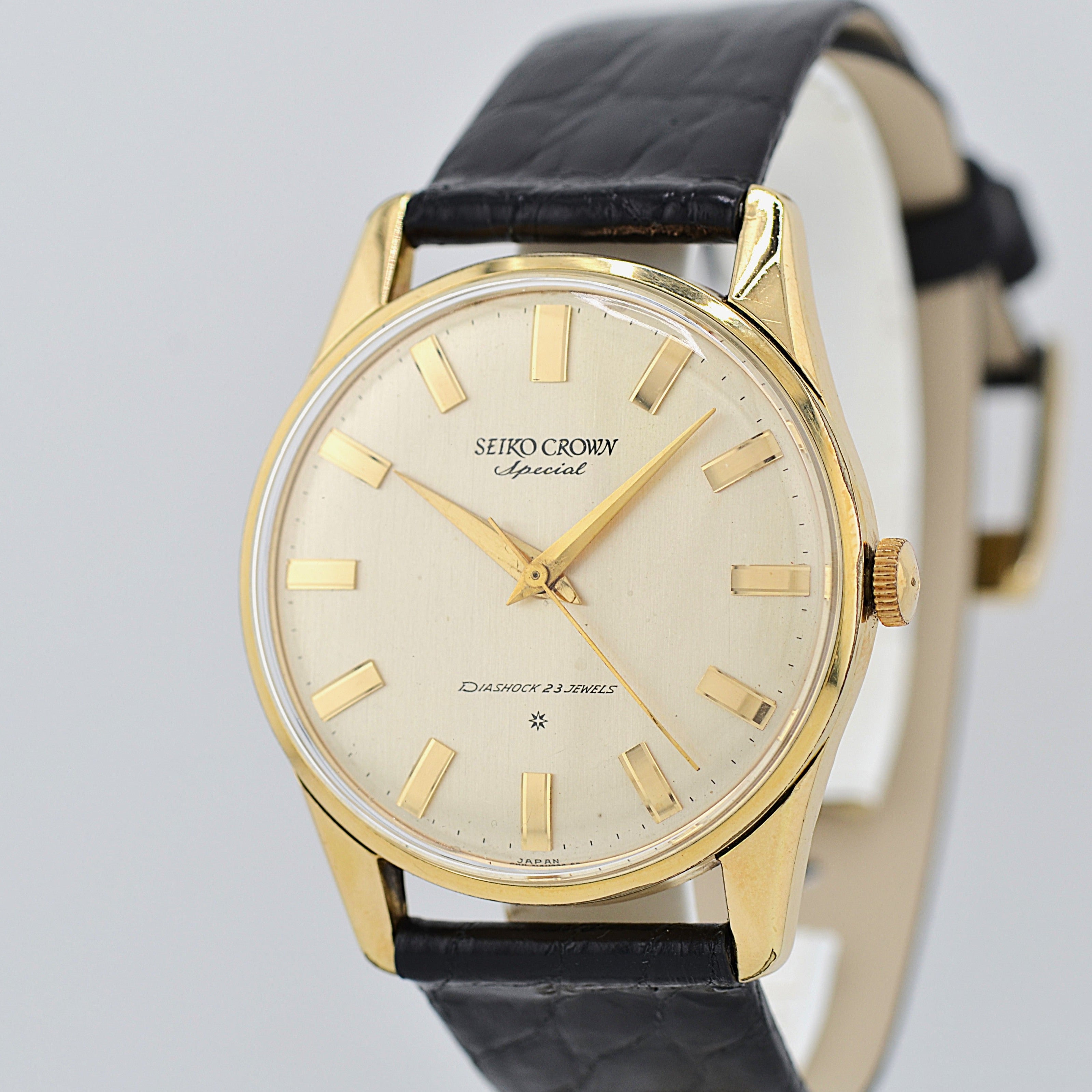 【SEIKO】Seiko Crown Special 14K YGF Fat Index with Original Buckle, Manufactured September 1962
