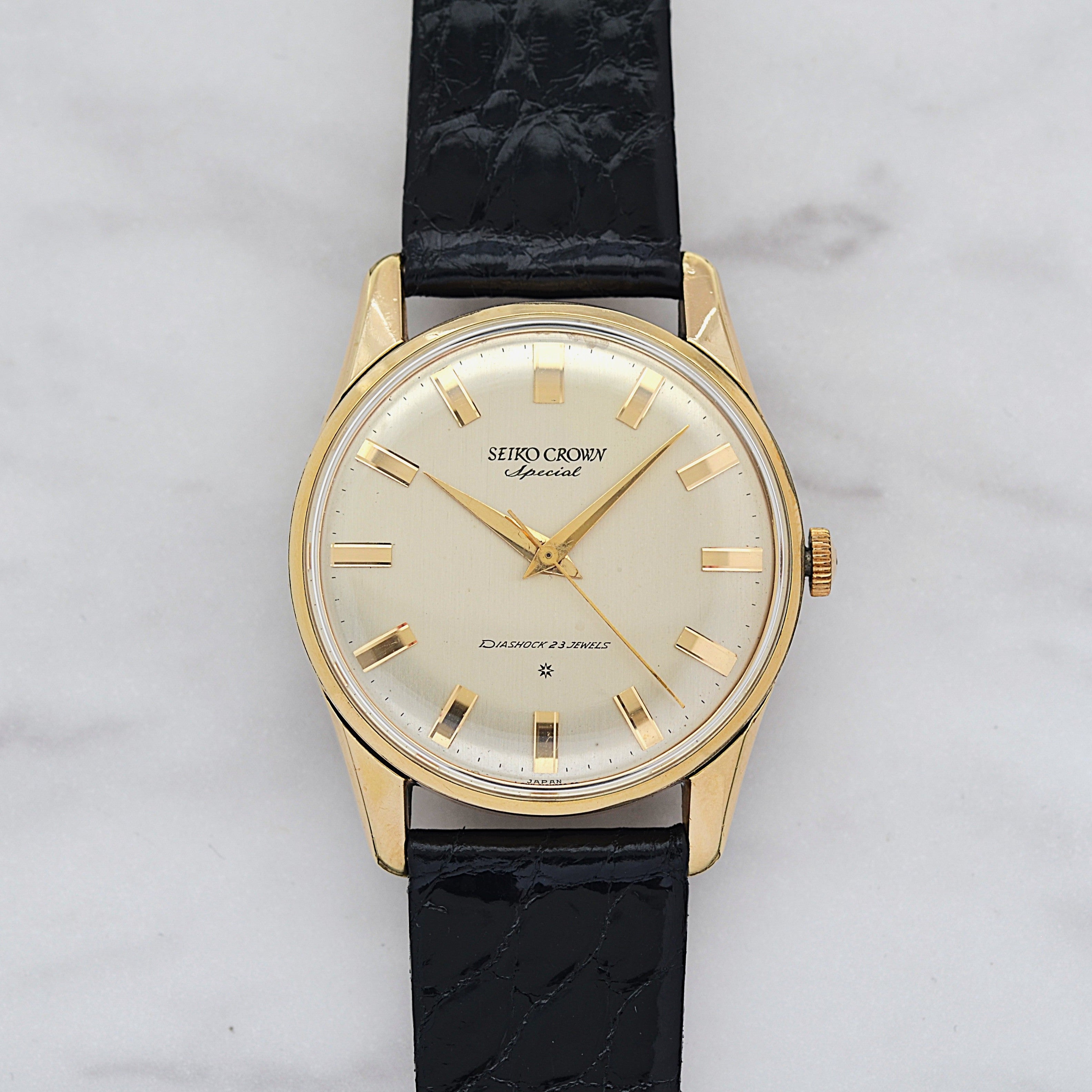 【SEIKO】Seiko Crown Special 14K YGF Fat Index with Original Buckle, Manufactured September 1962