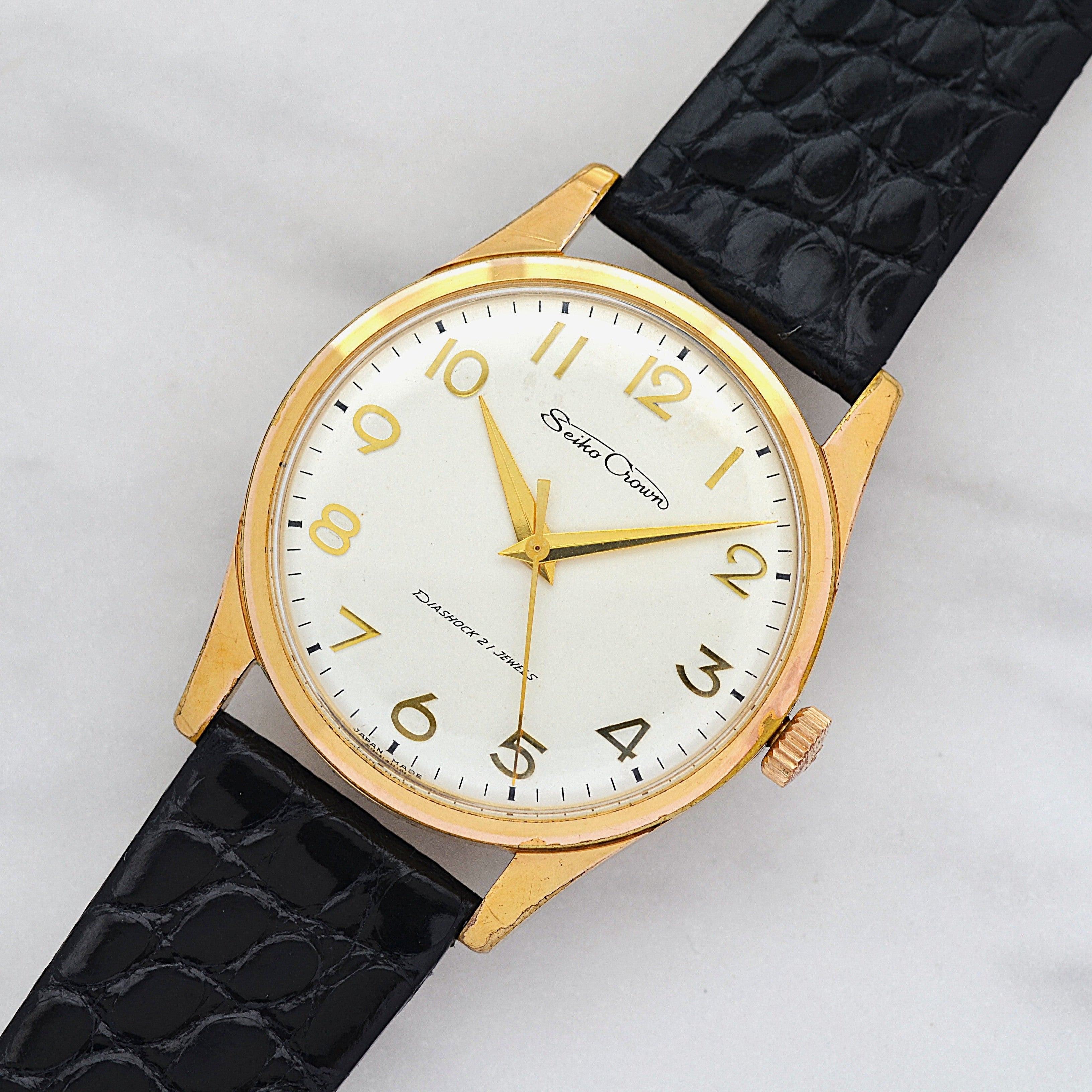【SEIKO】Seiko Crown GP All-Numeral Raised Arabic, with Original Buckle, Manufactured May 1963