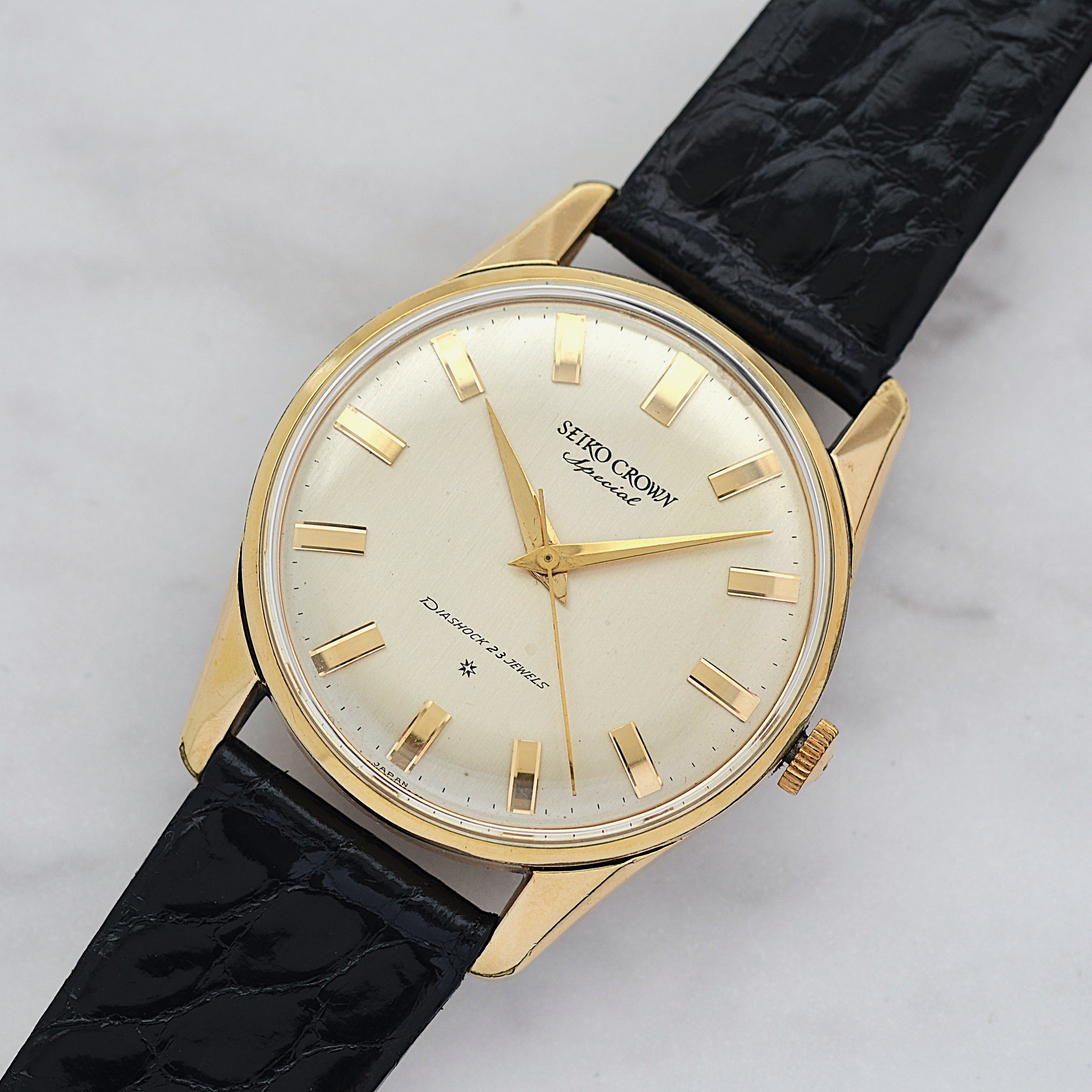 【SEIKO】Seiko Crown Special 14K YGF Fat Index with Original Buckle, Manufactured September 1962
