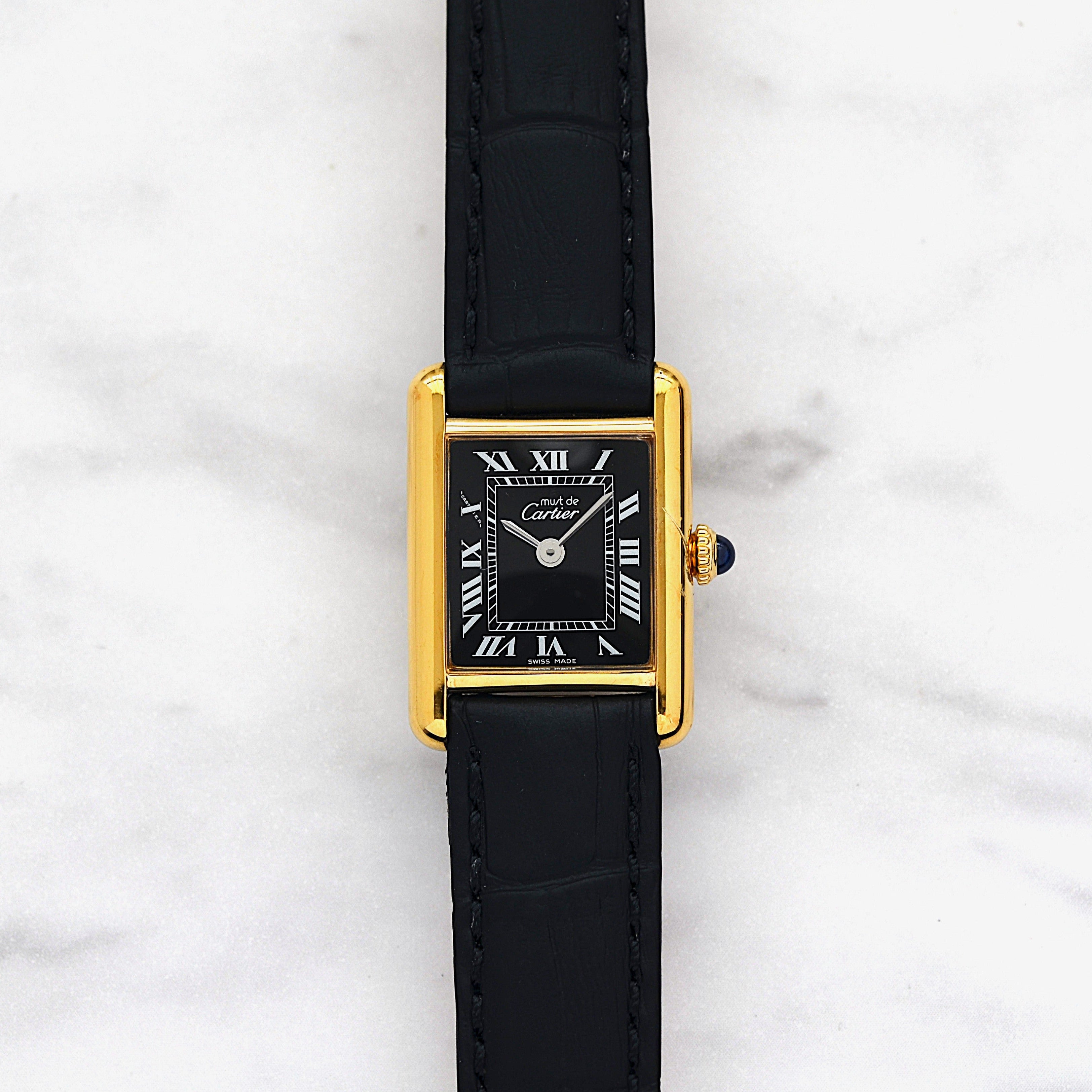 【Cartier】カルティエ マストタンクSM ブラックローマ 手巻き 永久保証書付き カルティエコンプリートサービス済み