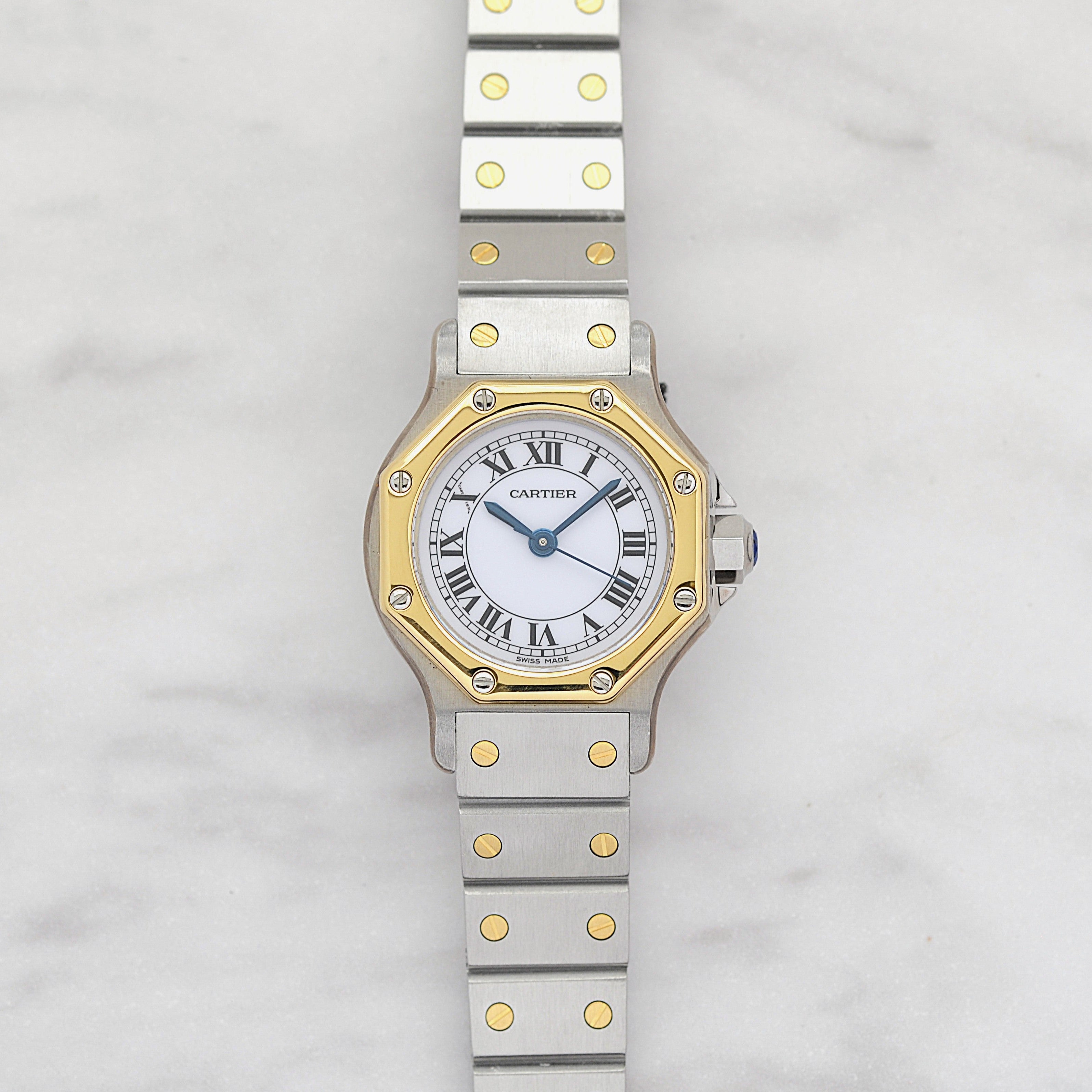 【Cartier】カルティエ サントスオクタゴンSM 18KYG×SS 永久保証書付き カルティエコンプリートサービス済み