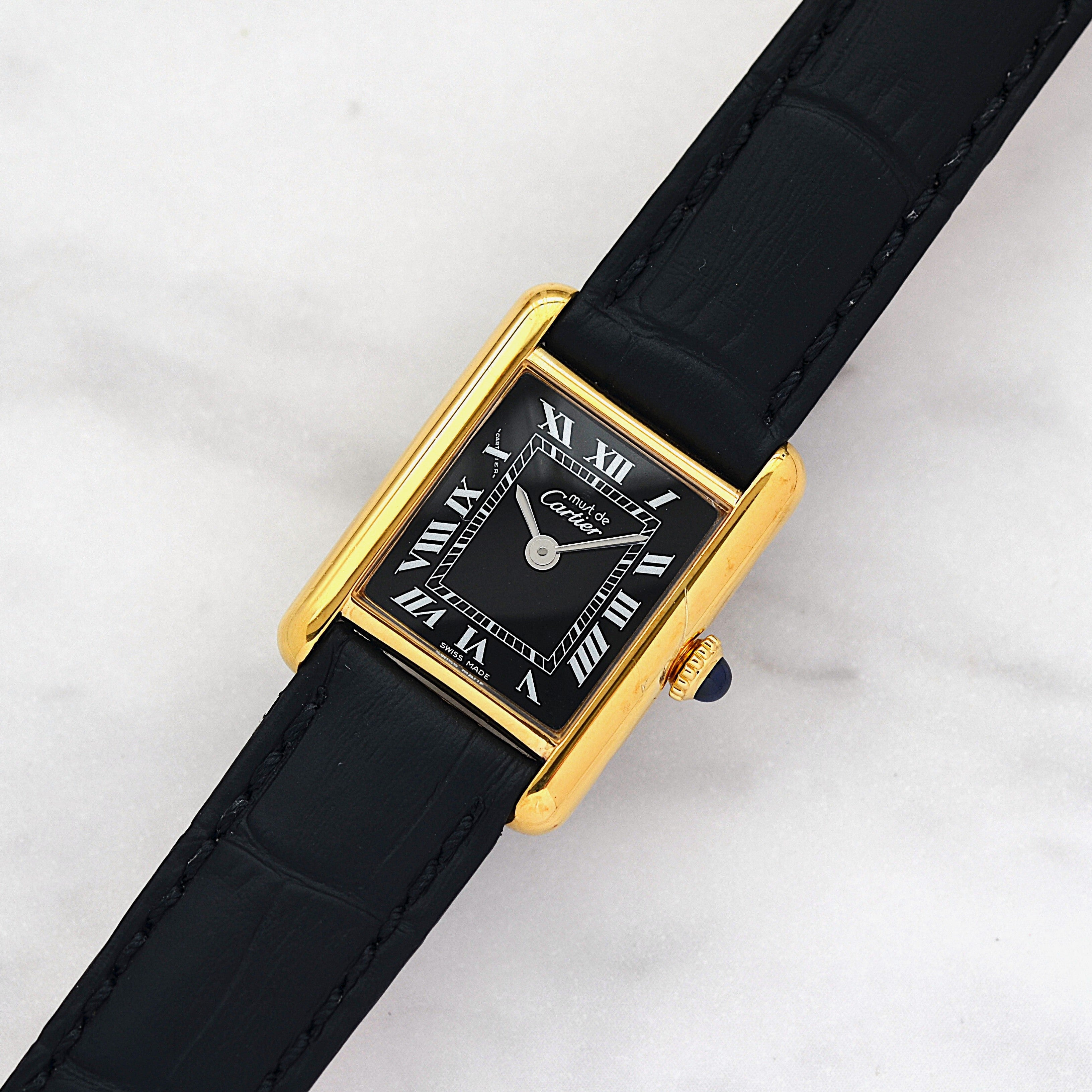 【Cartier】カルティエ マストタンクSM ブラックローマ 手巻き 永久保証書付き カルティエコンプリートサービス済み