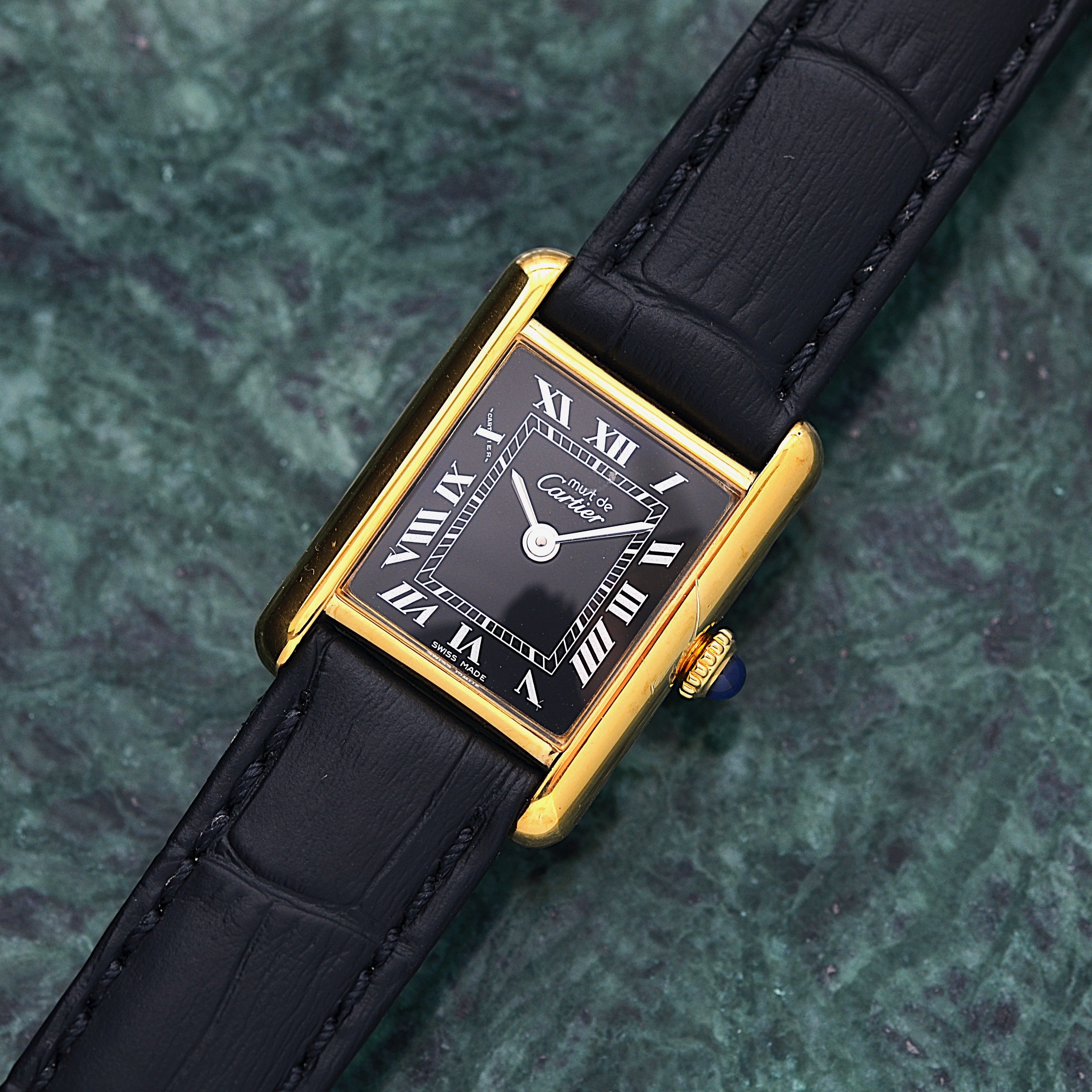 【Cartier】カルティエ マストタンクSM ブラックローマ 手巻き 永久保証書付き カルティエコンプリートサービス済み