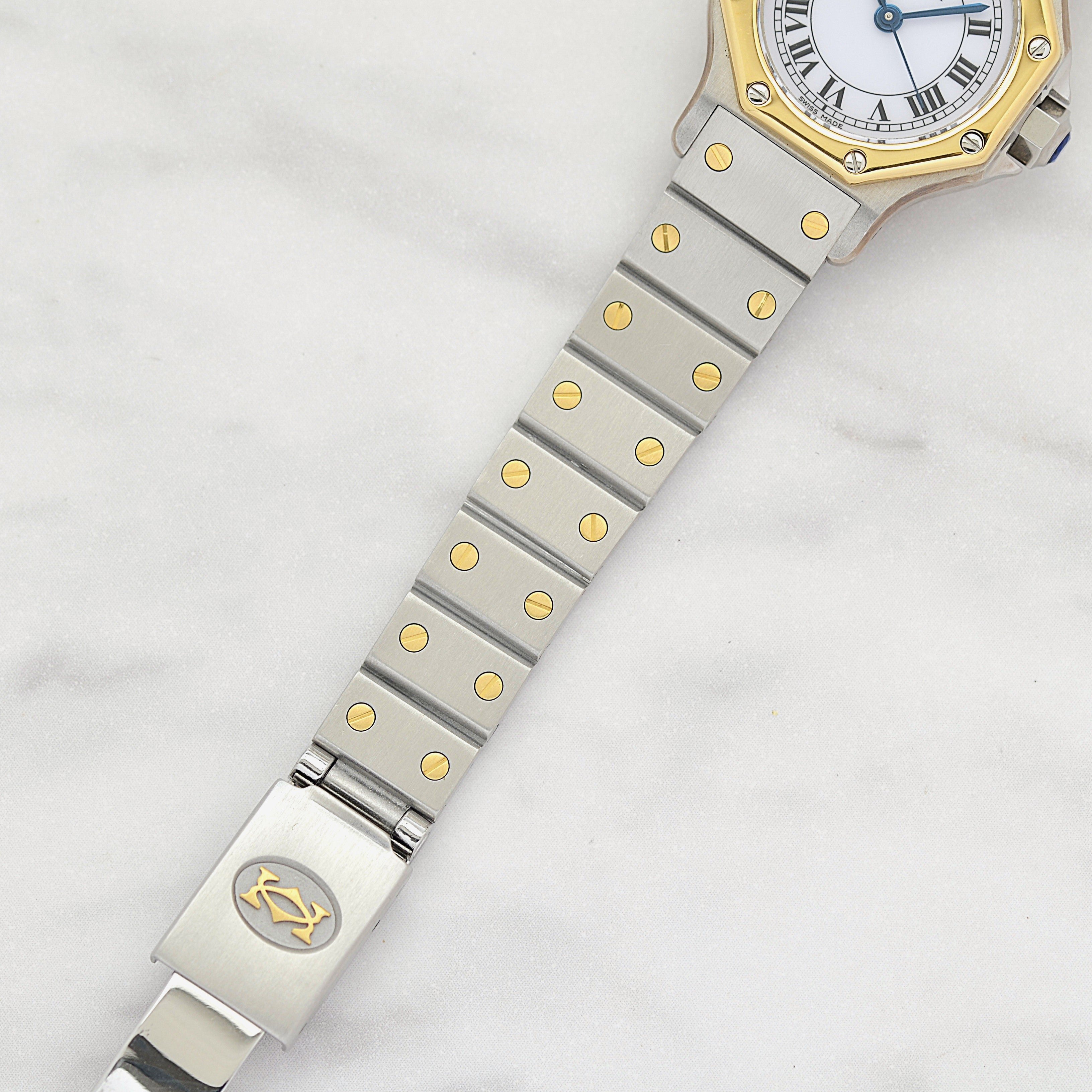 【Cartier】カルティエ サントスオクタゴンSM 18KYG×SS 永久保証書付き カルティエコンプリートサービス済み