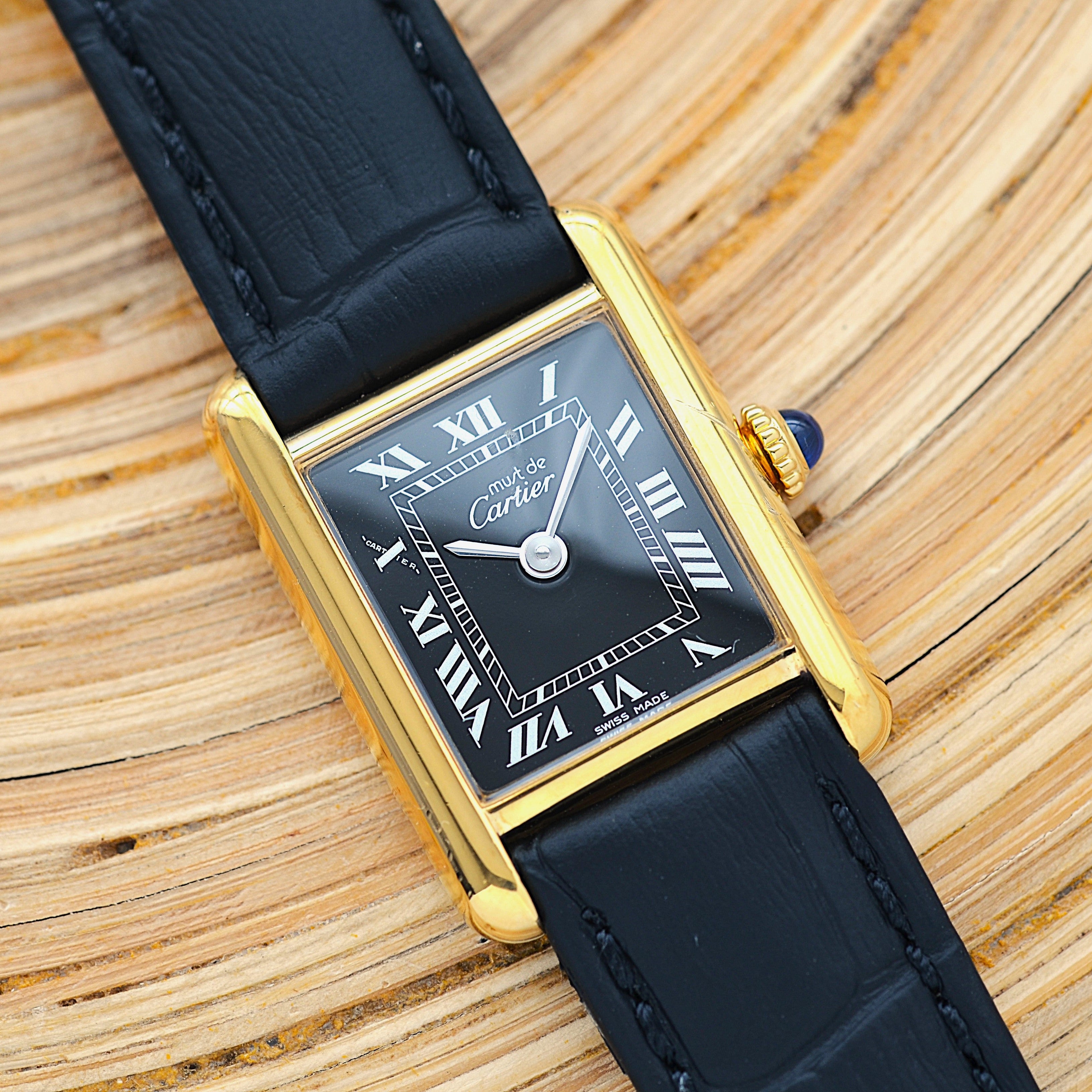 【Cartier】カルティエ マストタンクSM ブラックローマ 手巻き 永久保証書付き カルティエコンプリートサービス済み