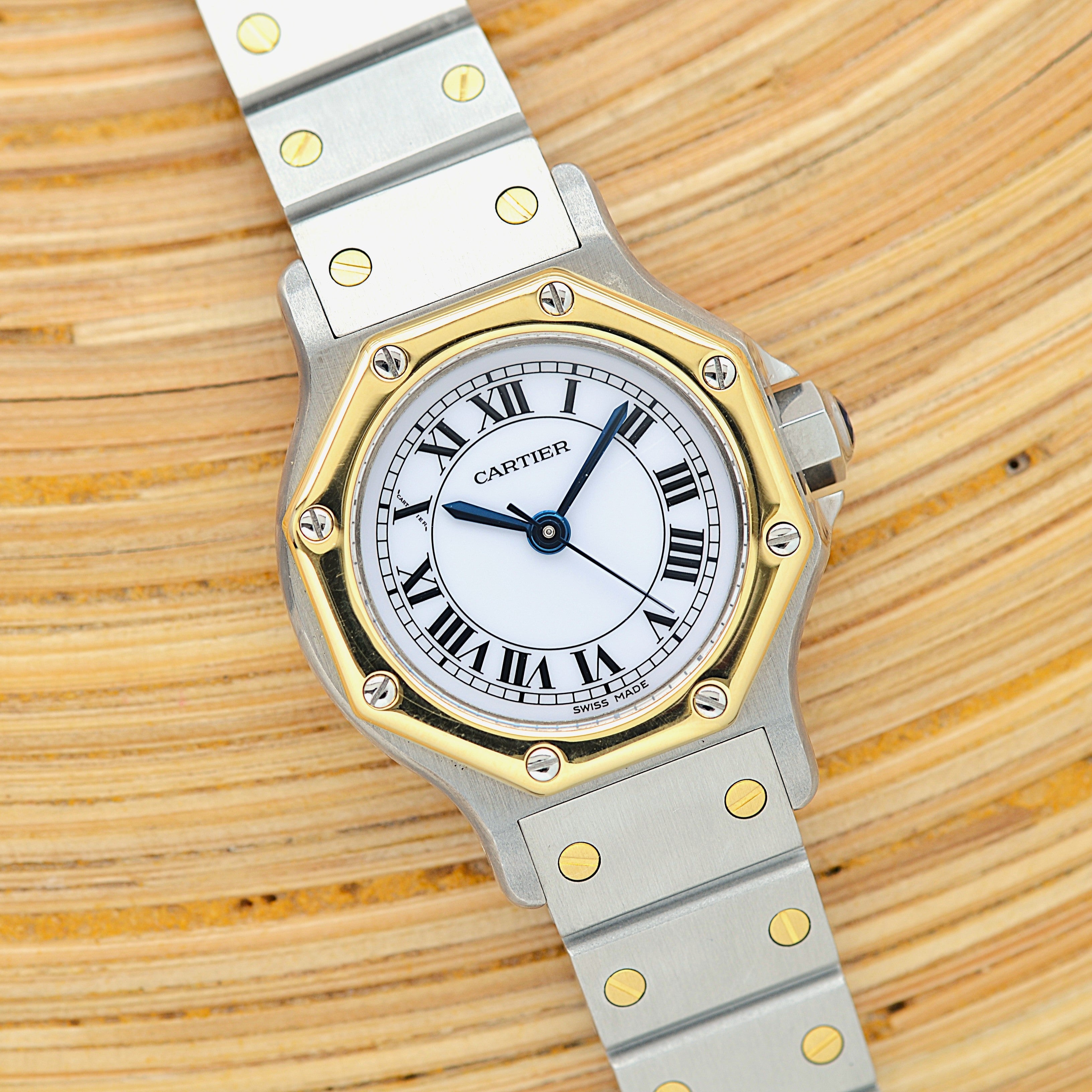【Cartier】カルティエ サントスオクタゴンSM 18KYG×SS 永久保証書付き カルティエコンプリートサービス済み