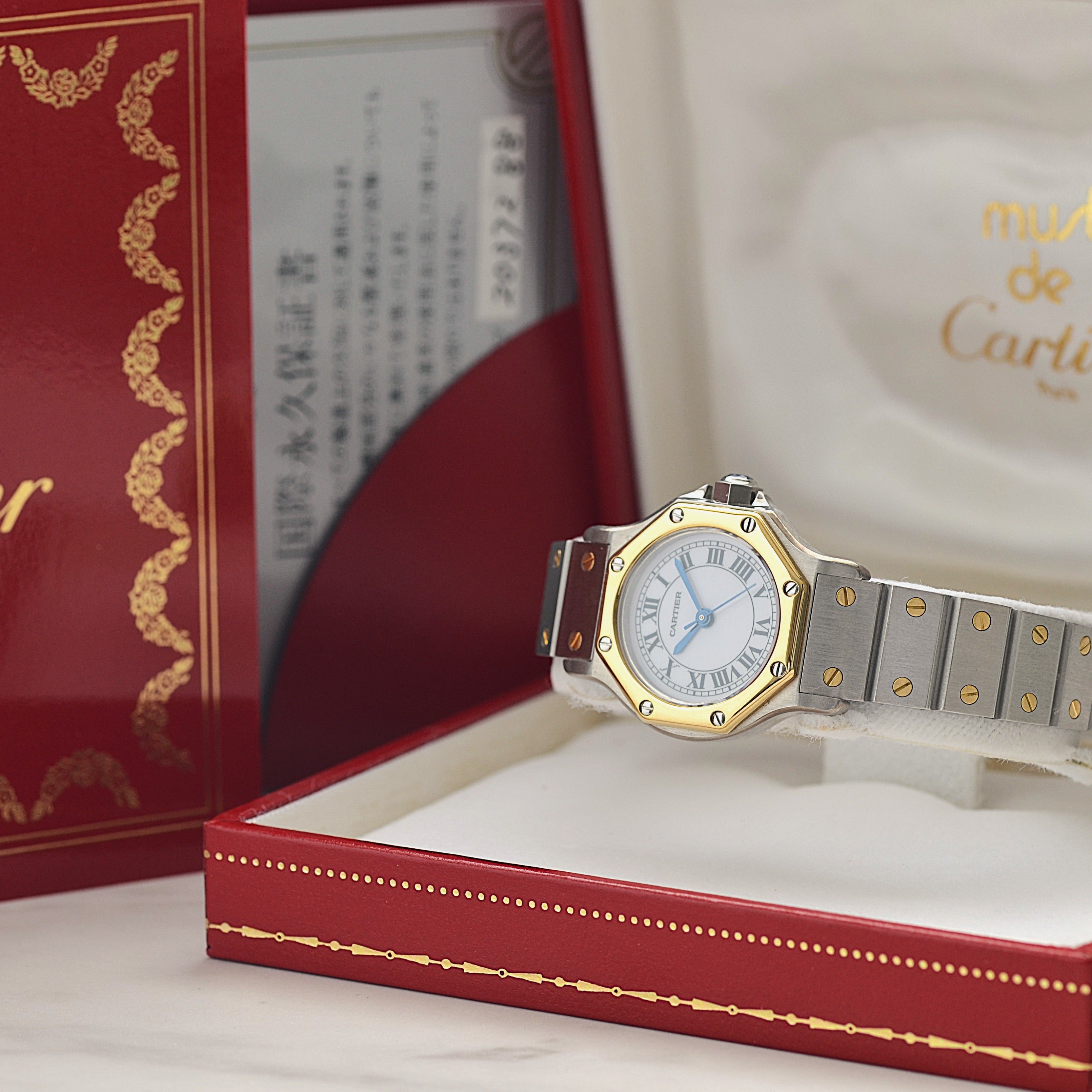 【Cartier】カルティエ サントスオクタゴンSM 18KYG×SS 永久保証書付き カルティエコンプリートサービス済み