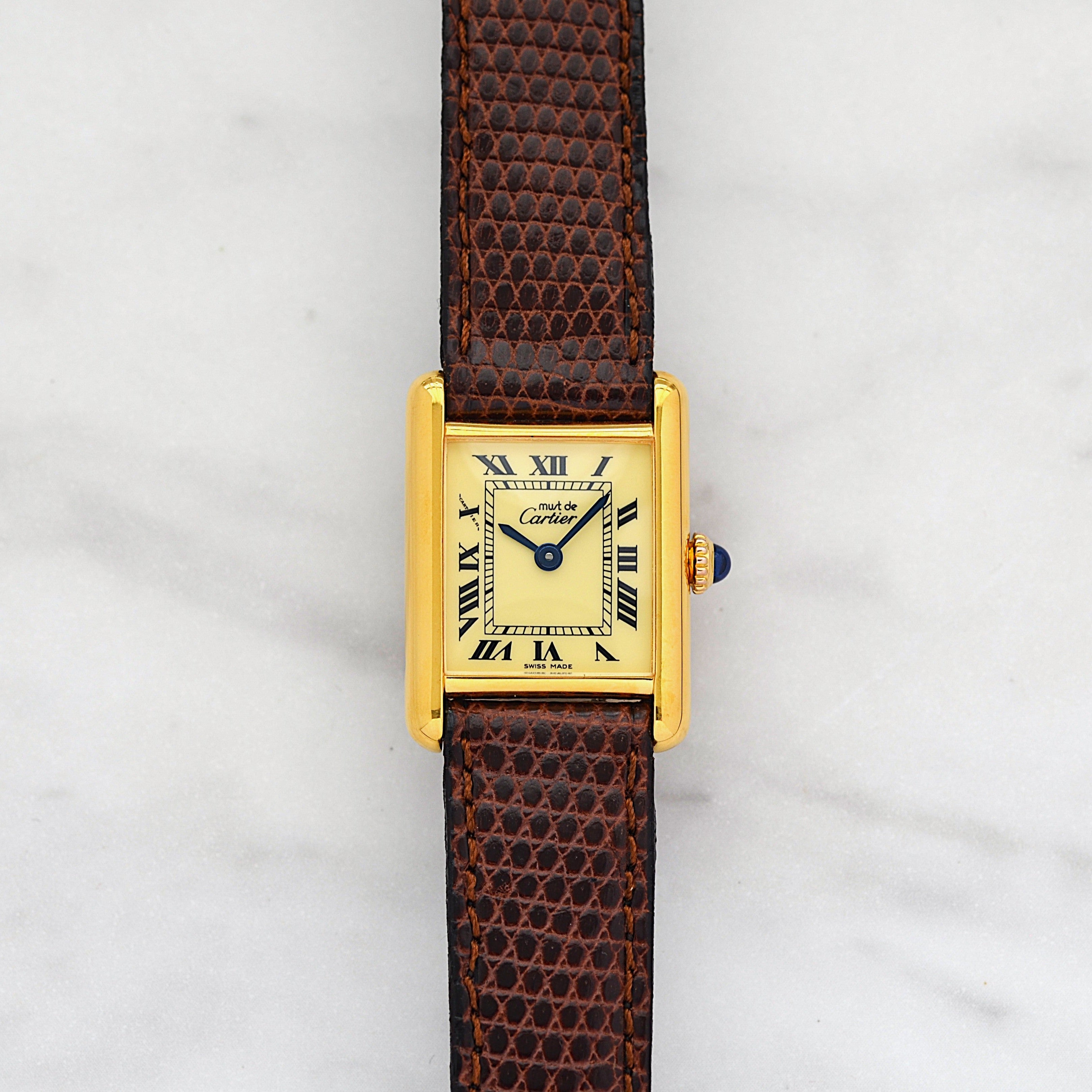 [Cartier] Cartier Must Tank SM, Ivory Roman, Manual Winding, with Permanent Guarantee, Cartier Complete Service Performed