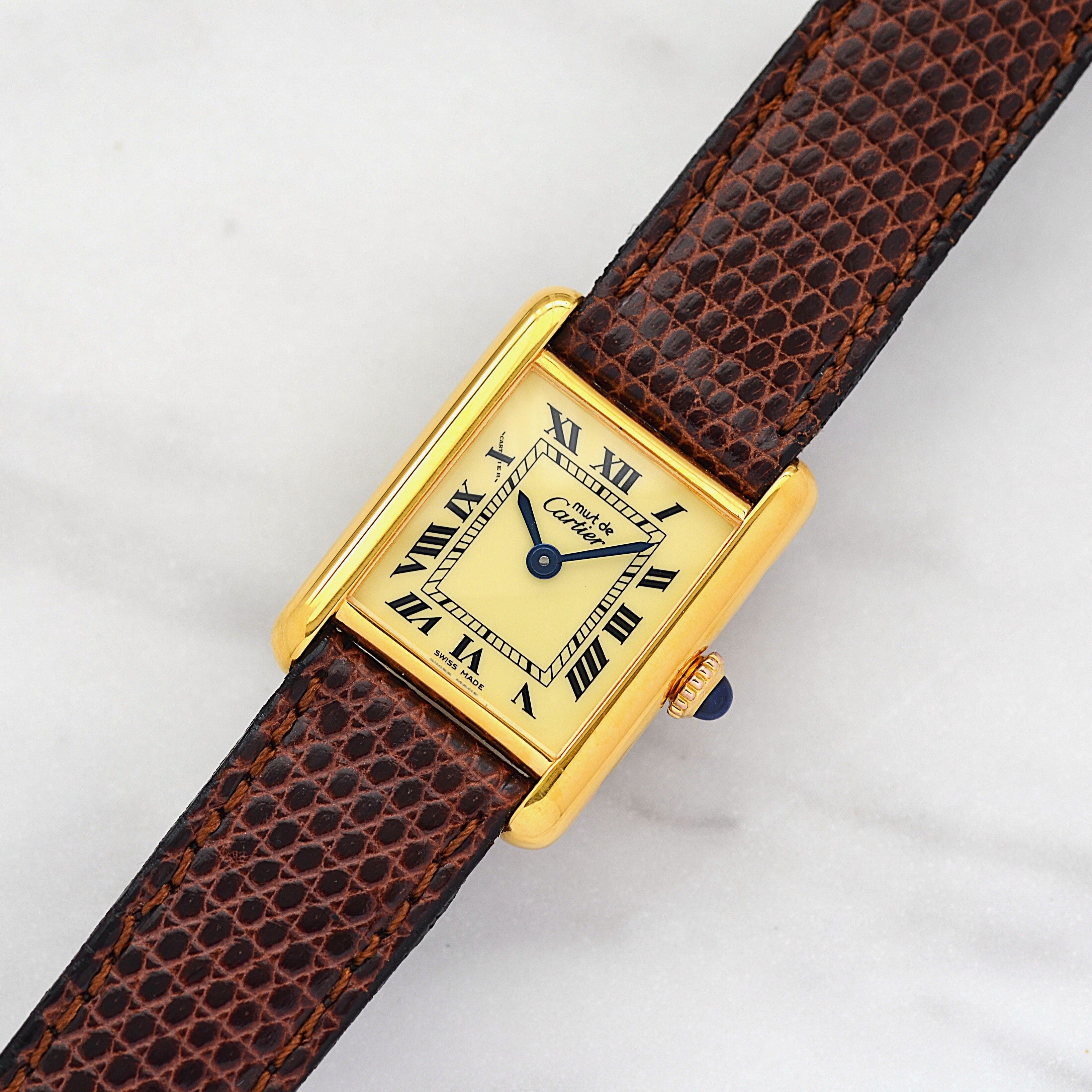 [Cartier] Cartier Must Tank SM, Ivory Roman, Manual Winding, with Permanent Guarantee, Cartier Complete Service Performed