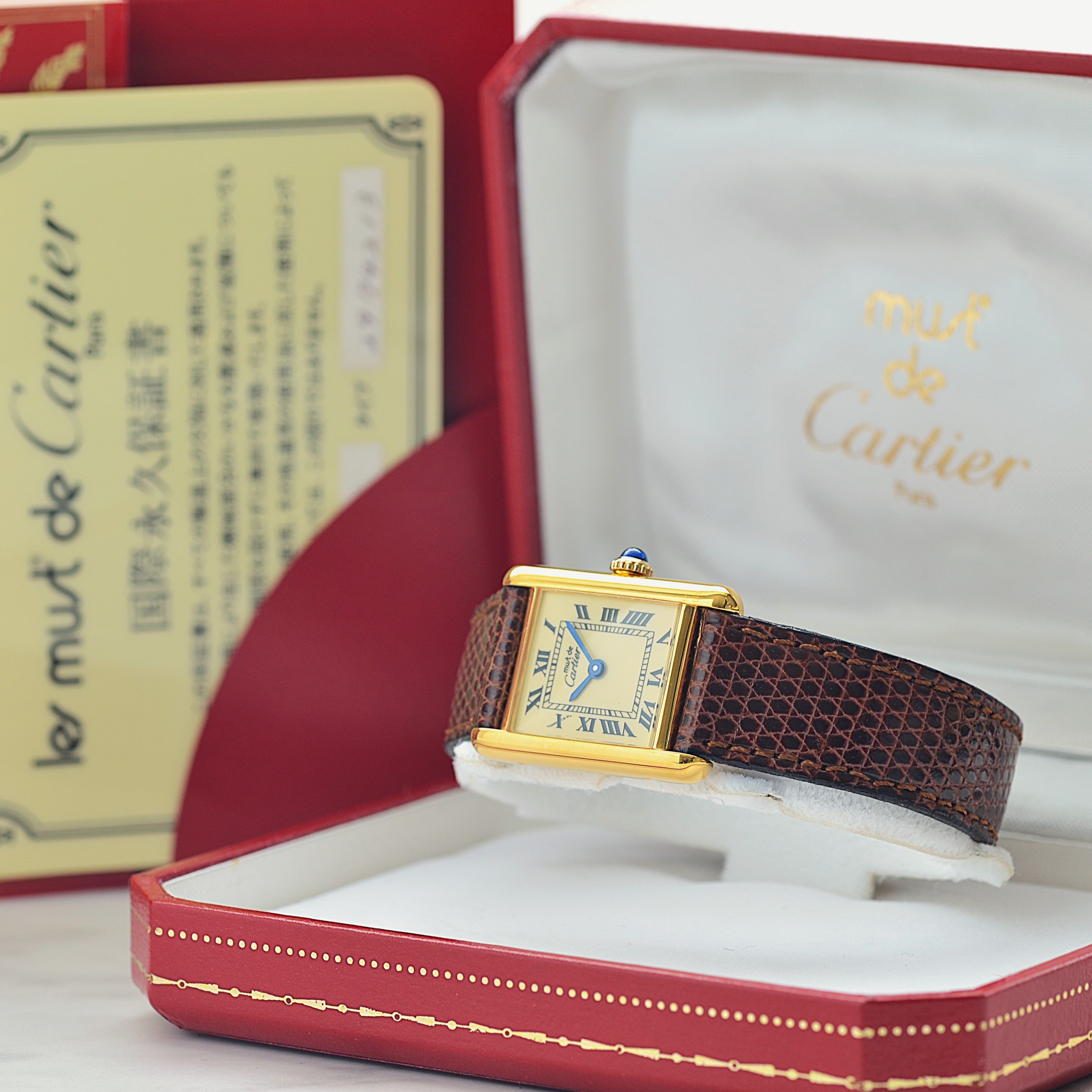 [Cartier] Cartier Must Tank SM, Ivory Roman, Manual Winding, with Permanent Guarantee, Cartier Complete Service Performed