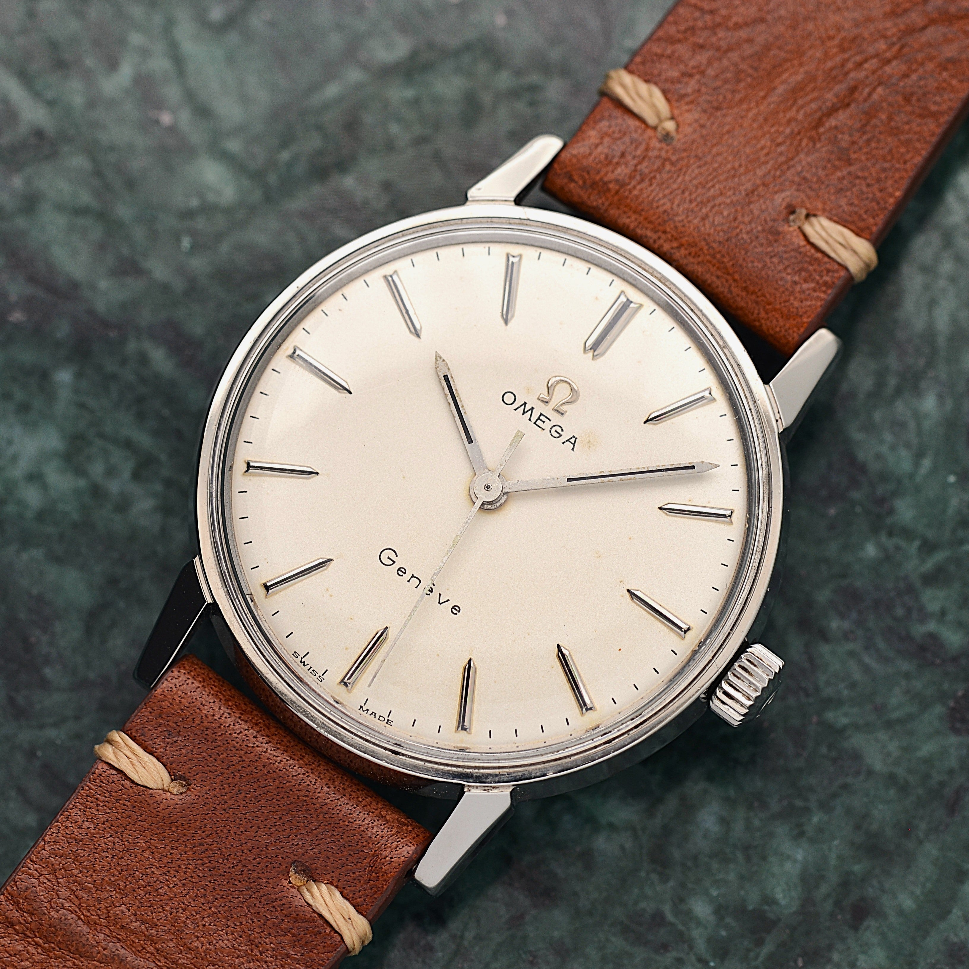 【OMEGA】オメガ ジュネーヴ SS ラウンド Cal.601 Silver 純正尾錠付き