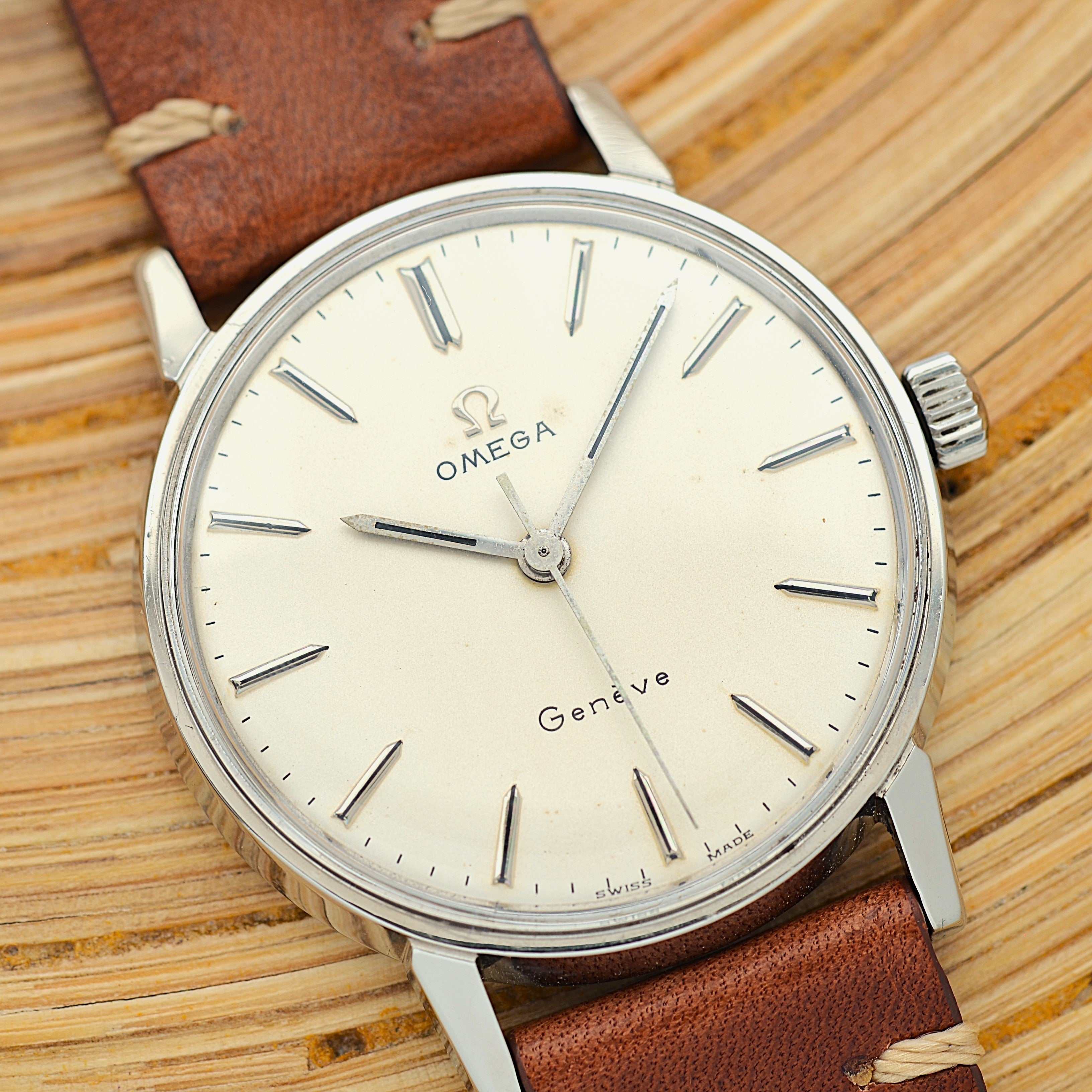 【OMEGA】オメガ ジュネーヴ SS ラウンド Cal.601 Silver 純正尾錠付き