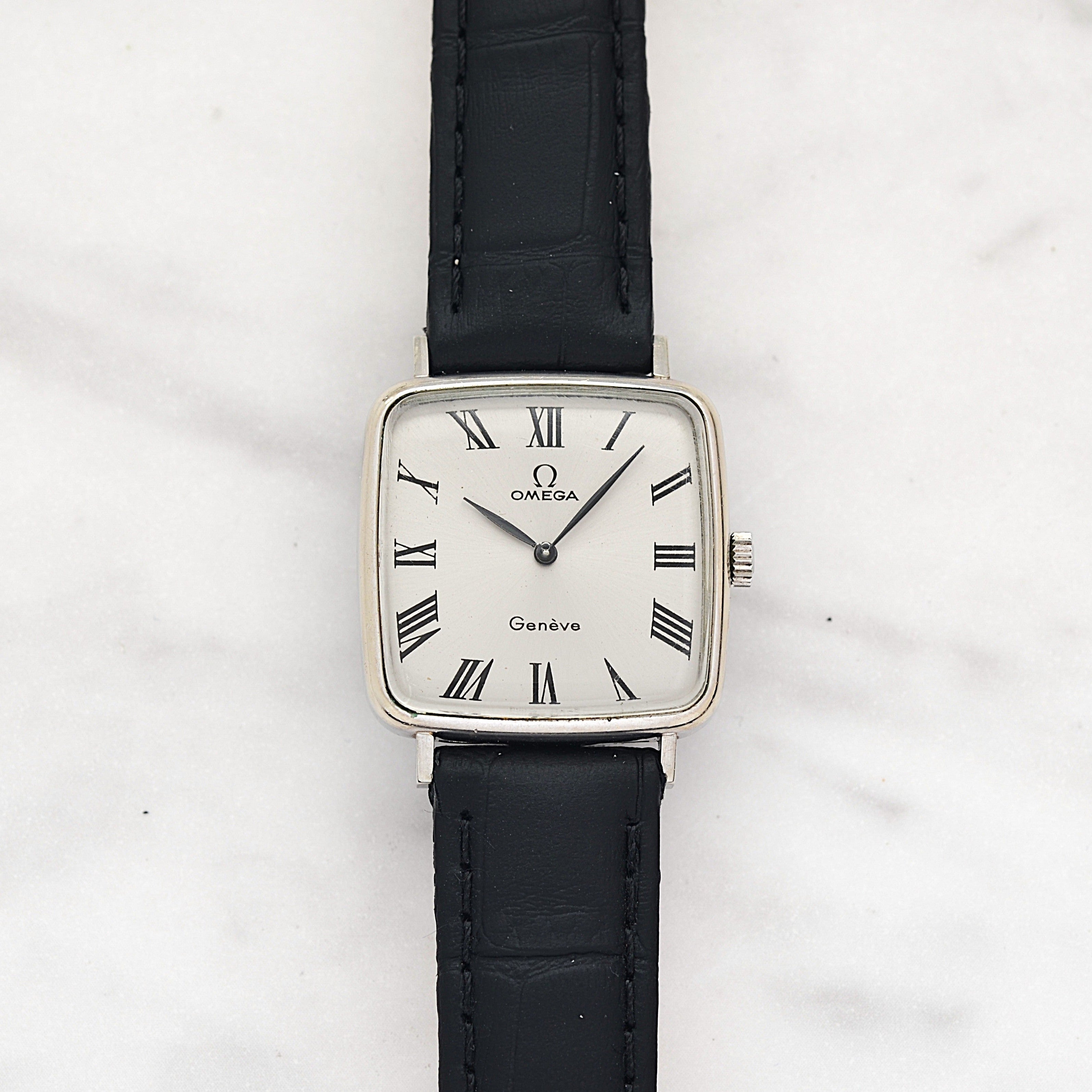 【OMEGA】オメガ ジュネーヴ WGP スクエア Silver ボーイズサイズ 純正尾錠付き