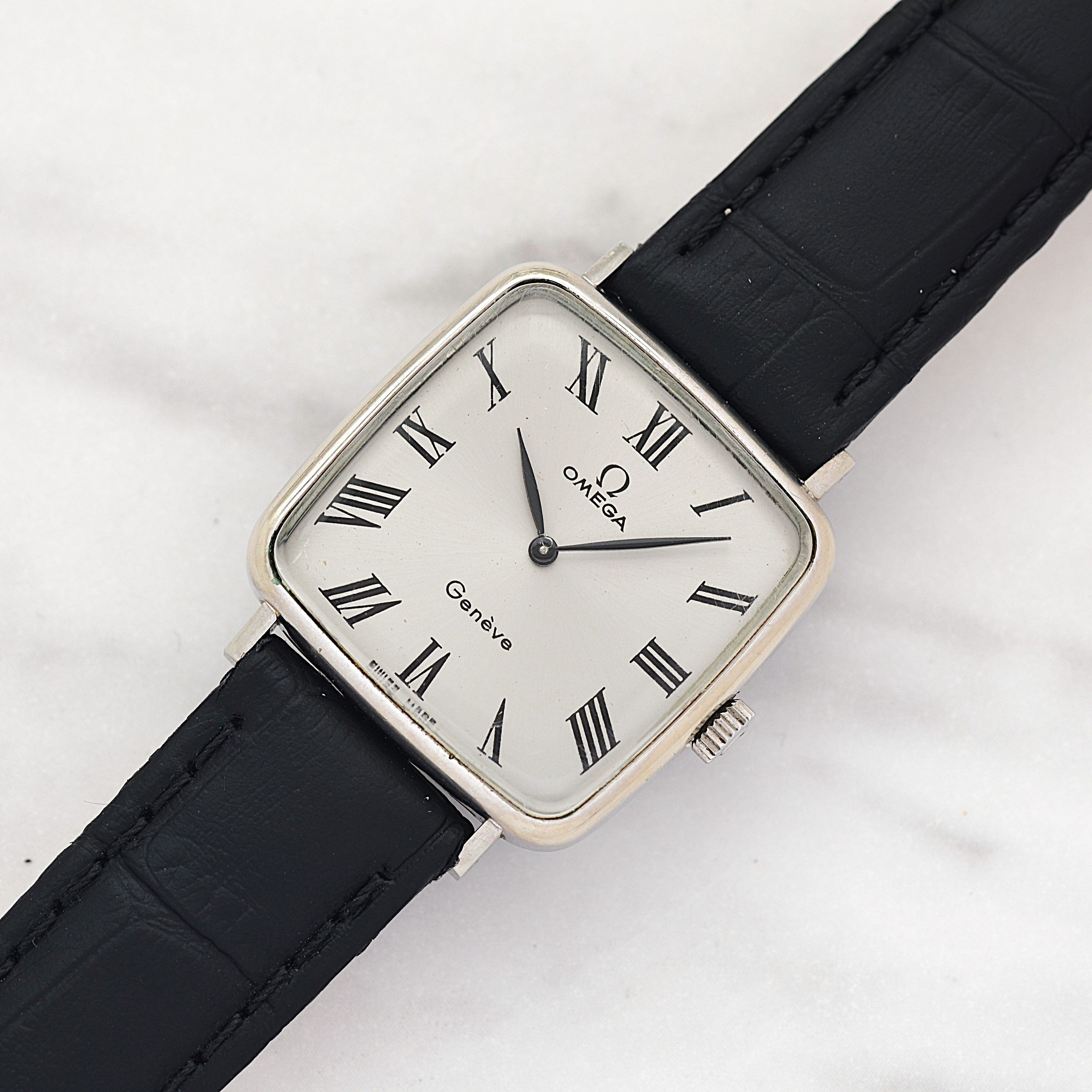 【OMEGA】オメガ ジュネーヴ WGP スクエア Silver ボーイズサイズ 純正尾錠付き